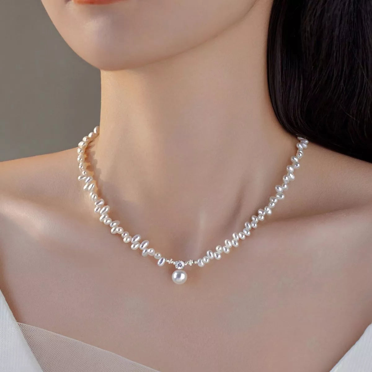 Irregular Freshwater Pearl Pendant Necklace Secondary image