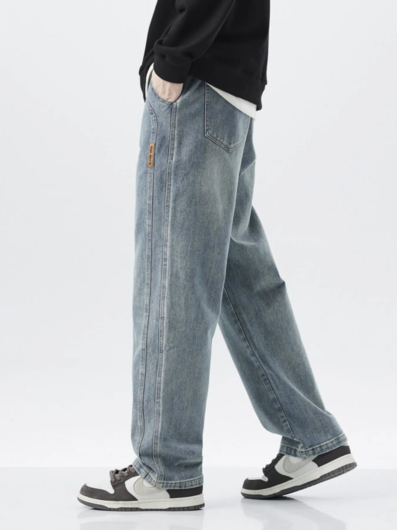 Men's Full Size Washed Loose Fit Wide Leg Jeans Plus Size Secondary image