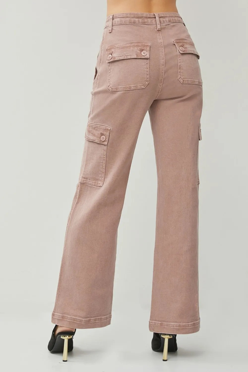 RISEN Full Size High Rise Wide Leg Cargo Jeans Secondary image