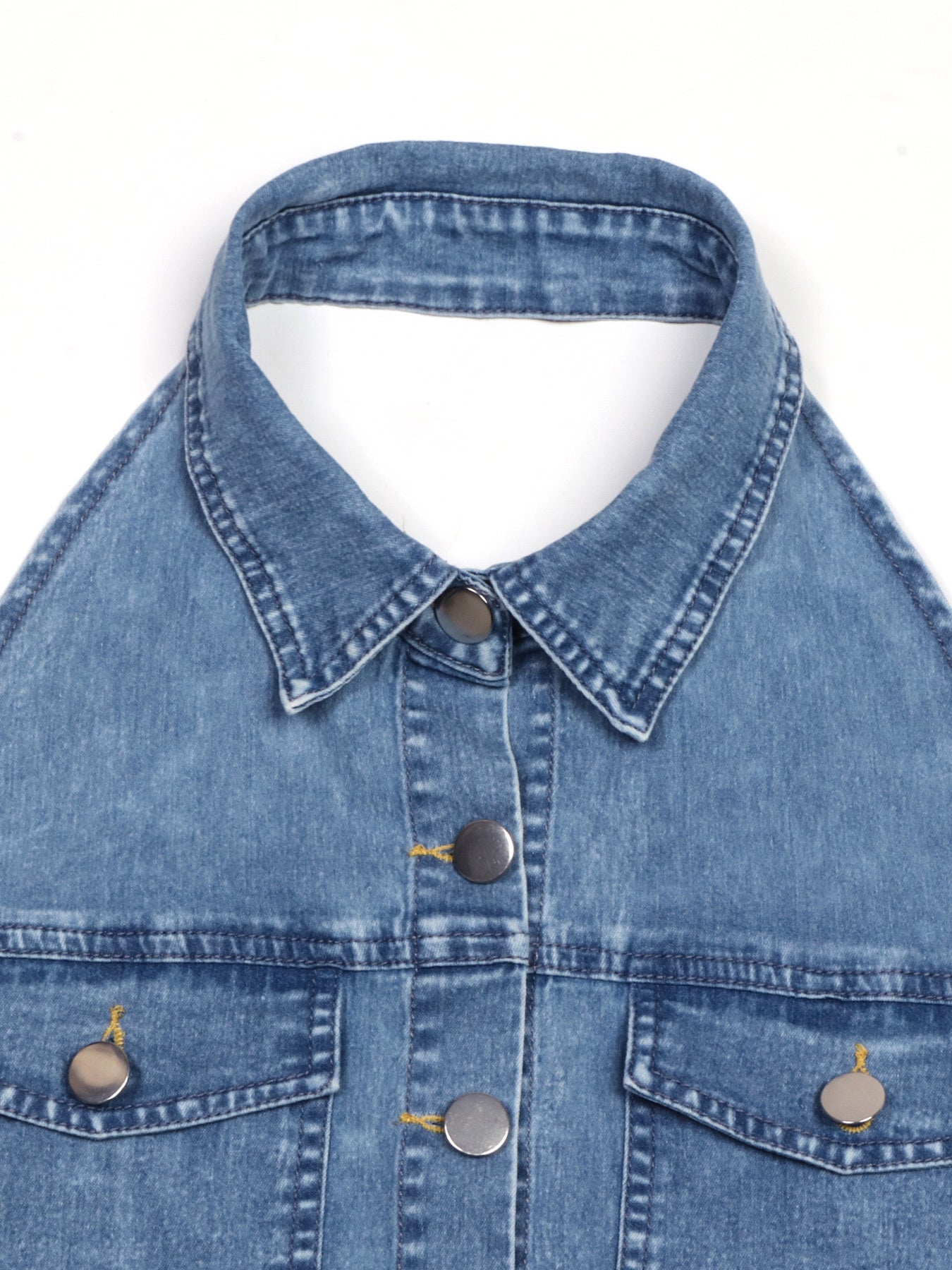 Halter Neck Button-Front Denim Dress Secondary image