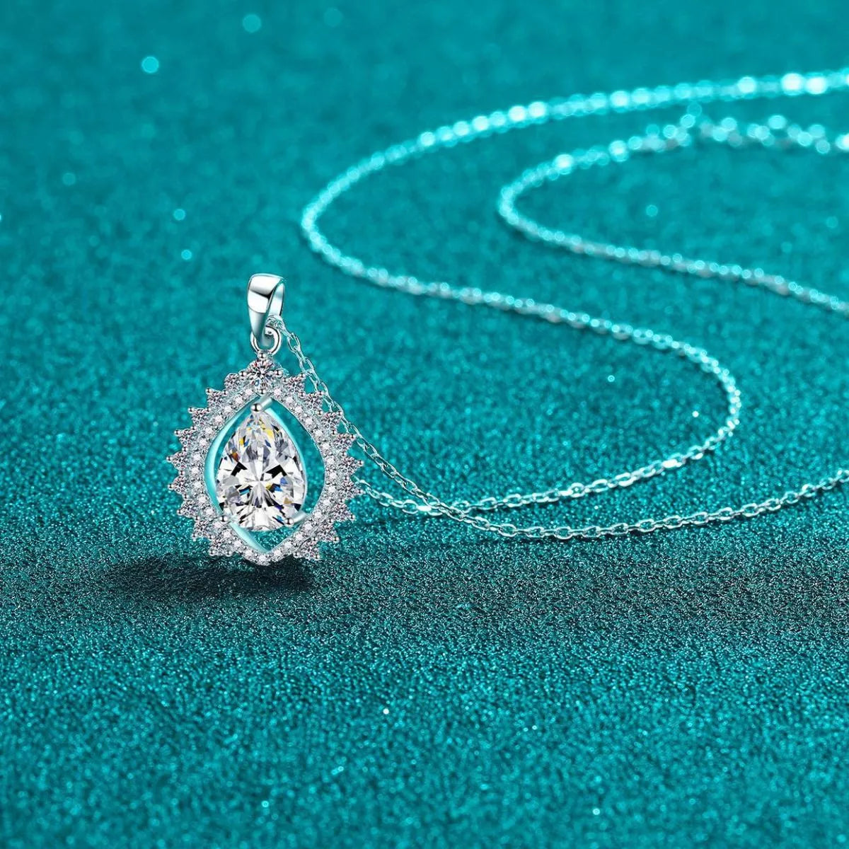3 Carat 925 Sterling Silver Moissanite Teardrop Necklace Secondary image