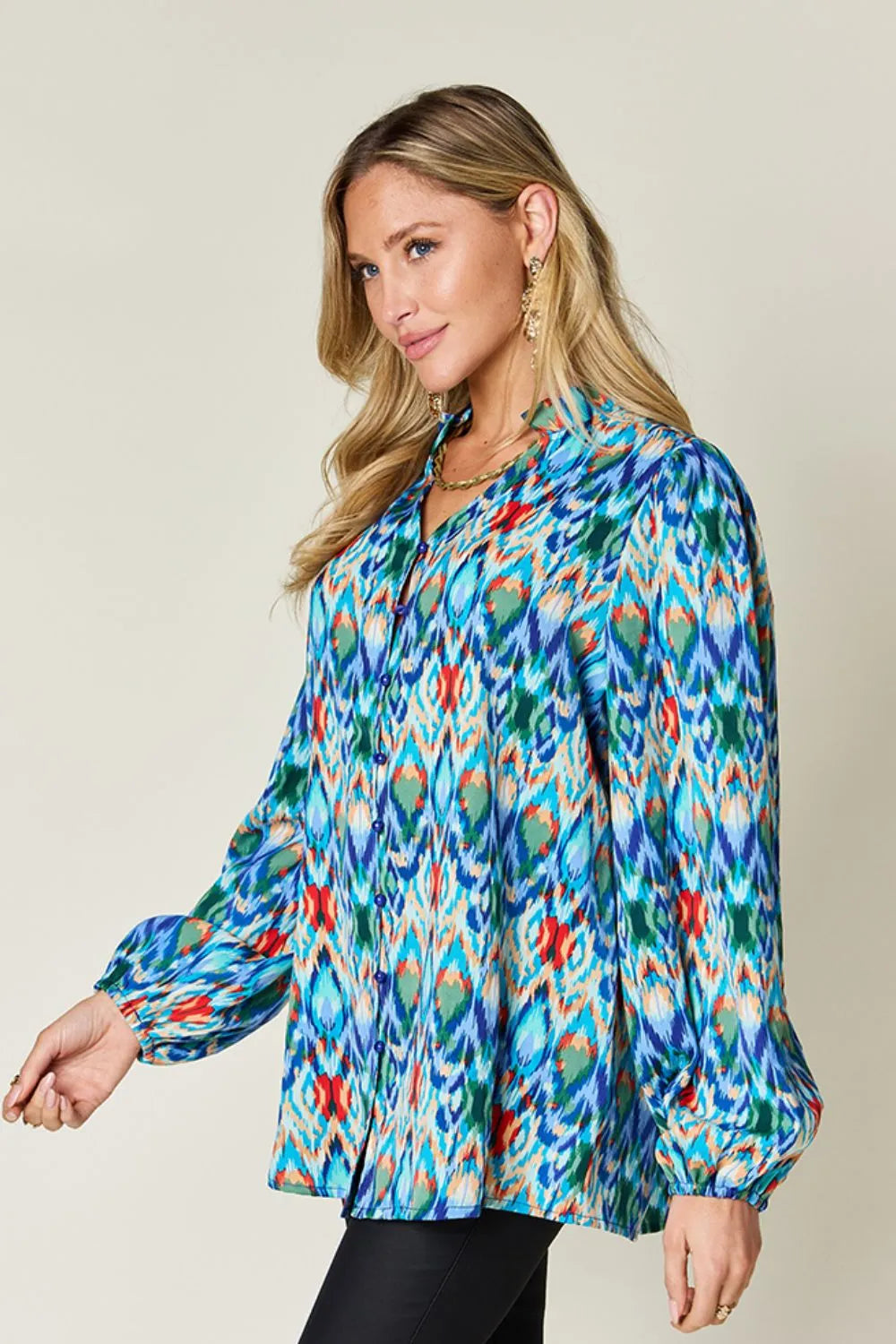 Double Take Full Size Printed Balloon Sleeve Blouse Secondary image