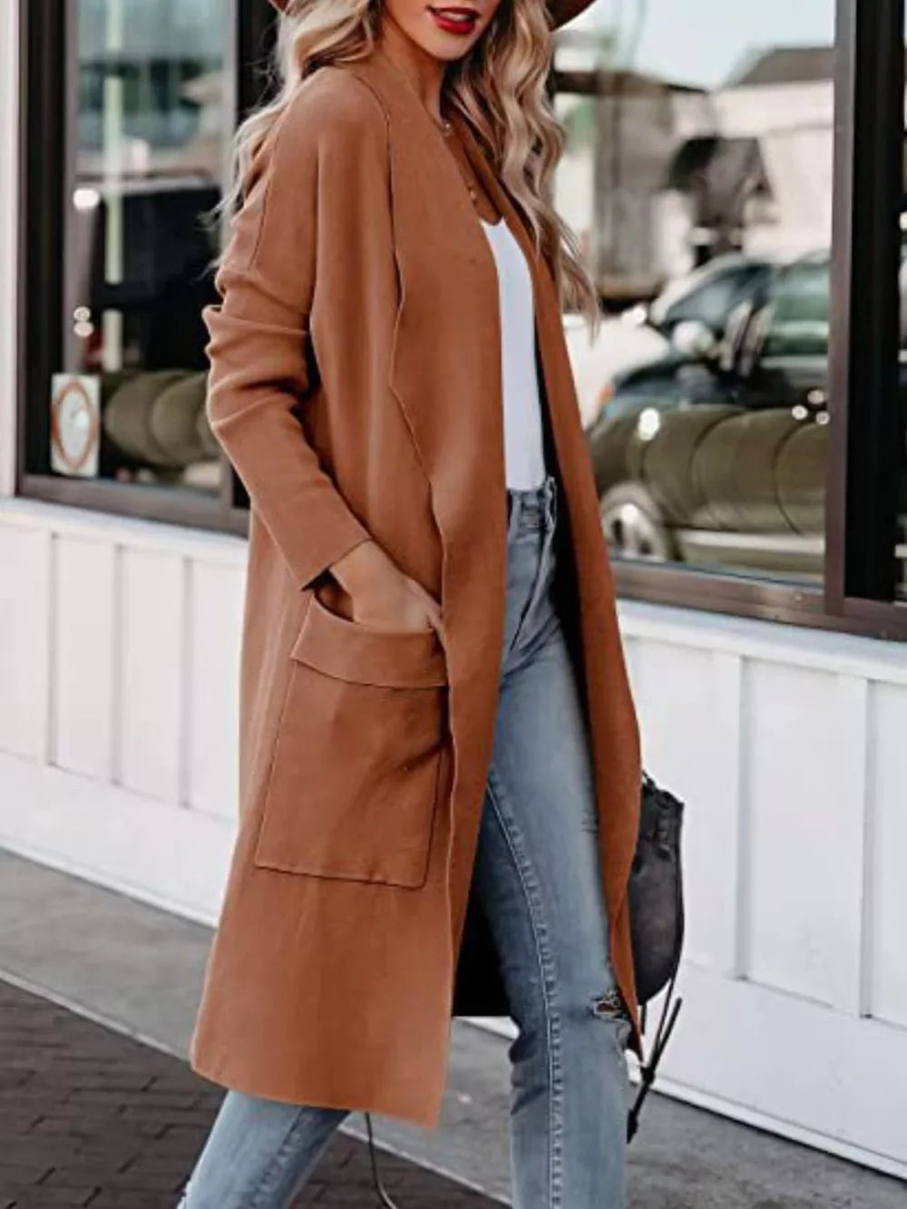 Open Front Dropped Shoulder Outerwear Secondary image