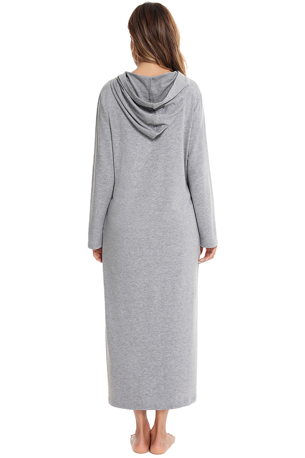 Zip Front Hooded Night Dress with Pockets Secondary image