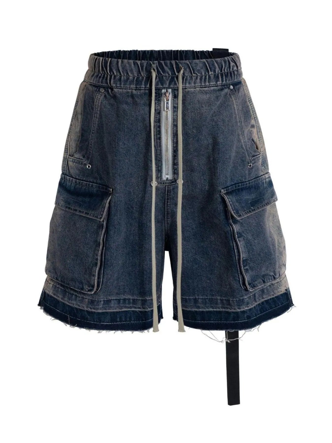 Men's Drawstring Cargo Denim Shorts with Zipper Detail Secondary image