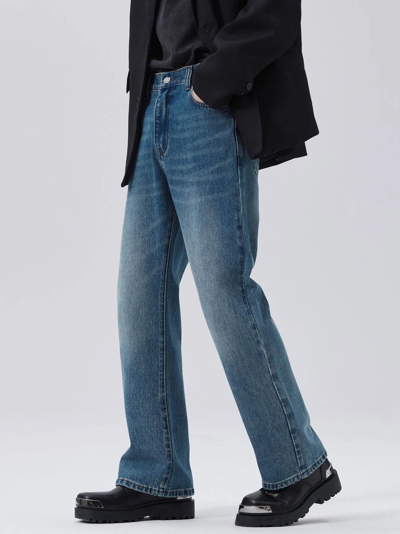 Men's Full Size Washed Straight Leg Jeans Plus Size Secondary image