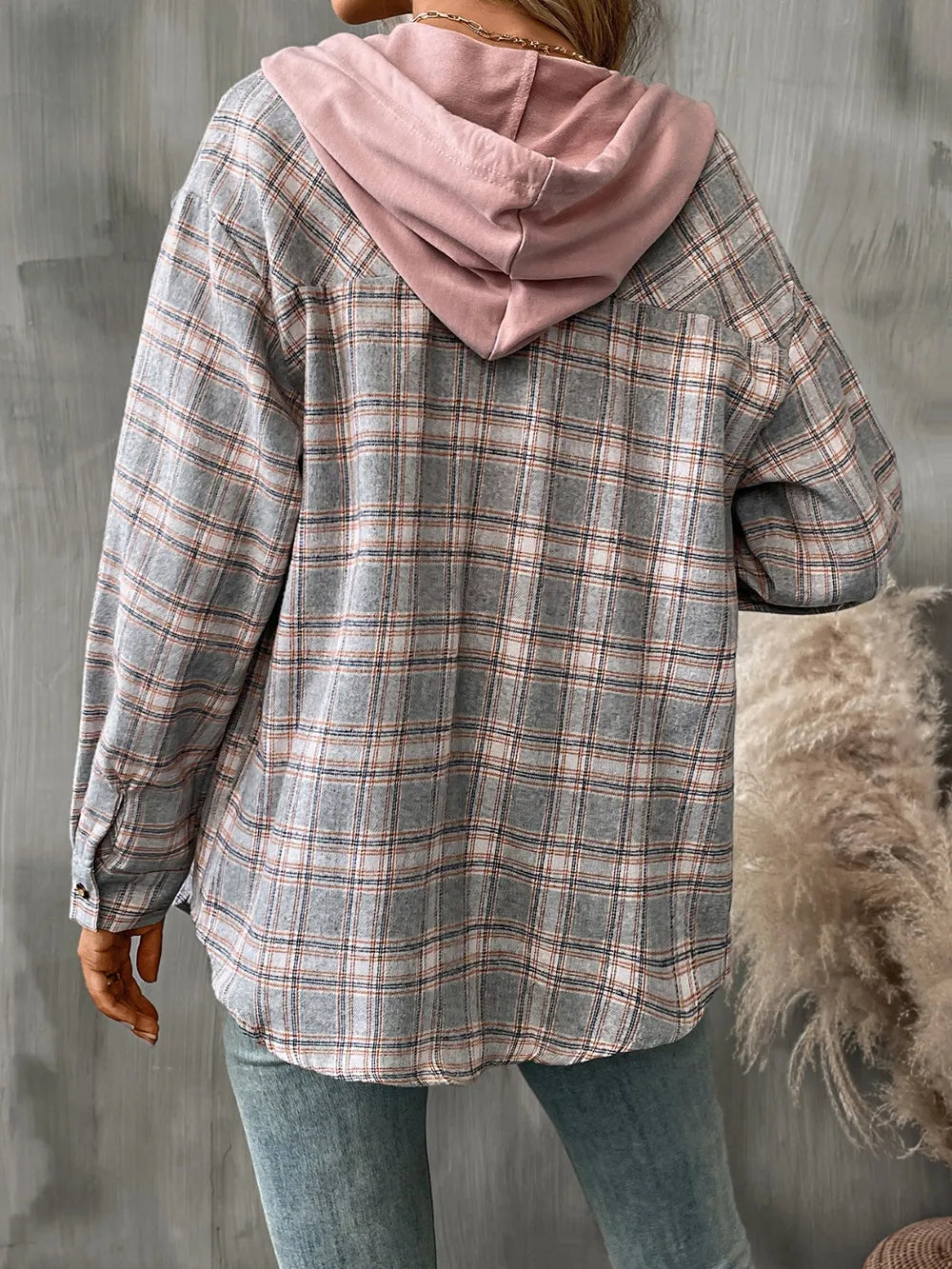 Plaid Long Sleeve Hooded Jacket Secondary image