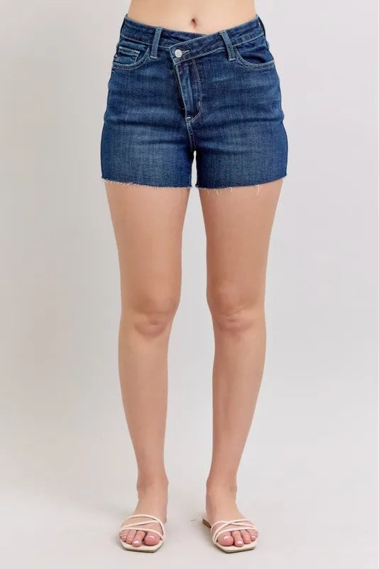 Judy Blue Full Size High Waist Criss-Cross Waistband Denim Shorts Plus Size Secondary image