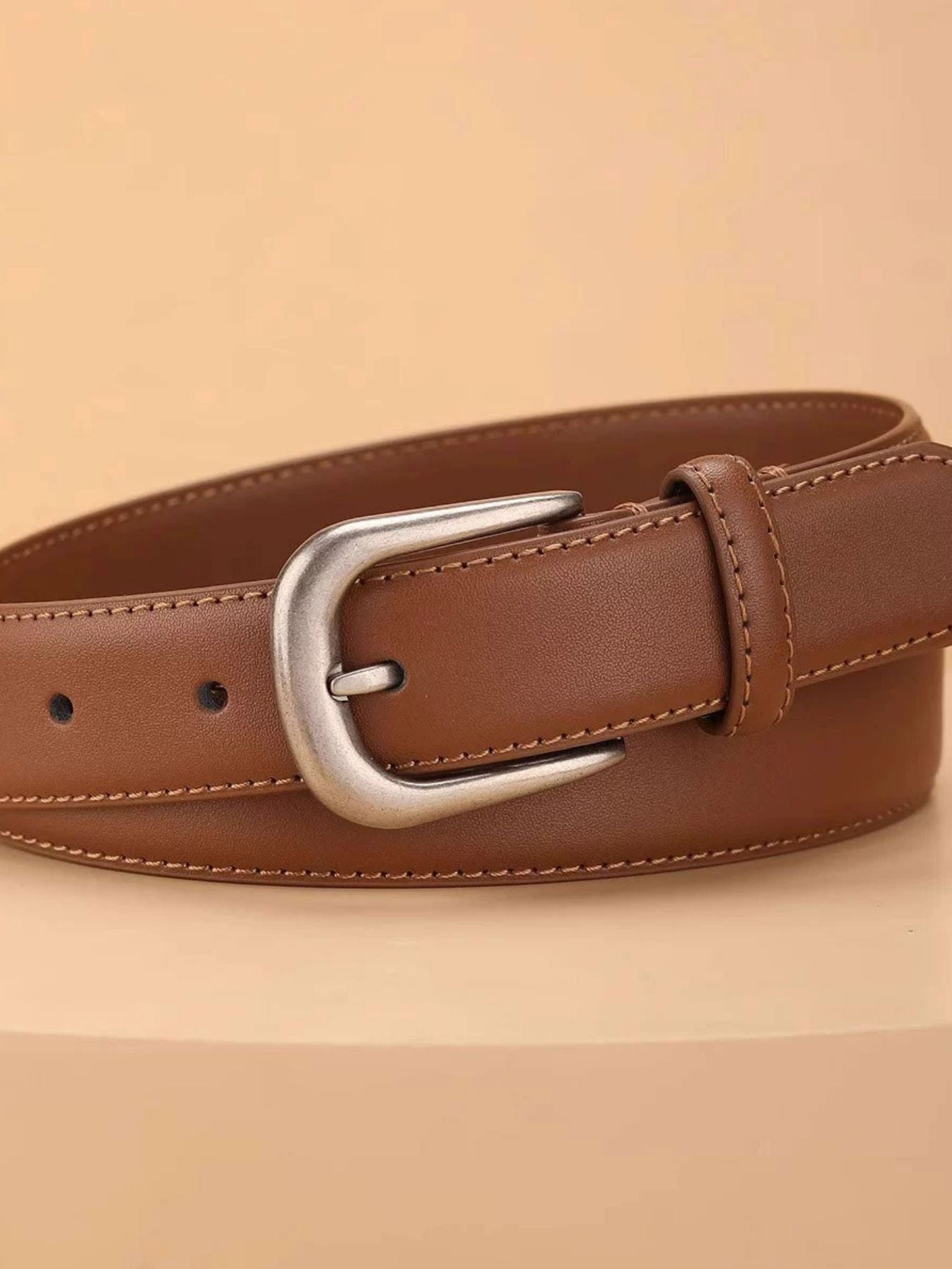 Classic Leather Belt with Silver Buckle Secondary image