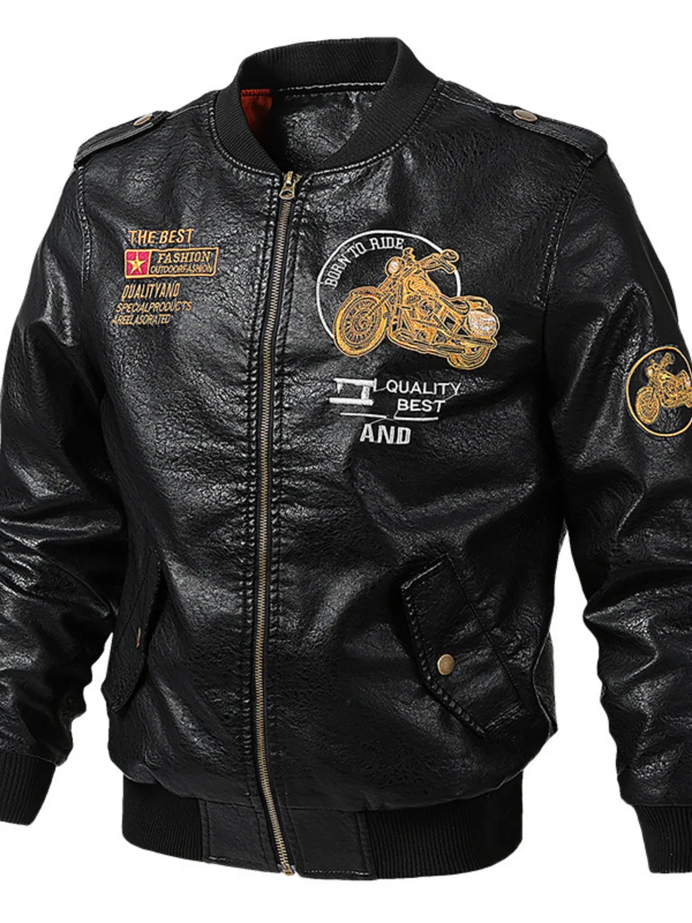 Men's Plus Size Vintage Motorcycle Faux Leather Bomber Jacket Secondary image