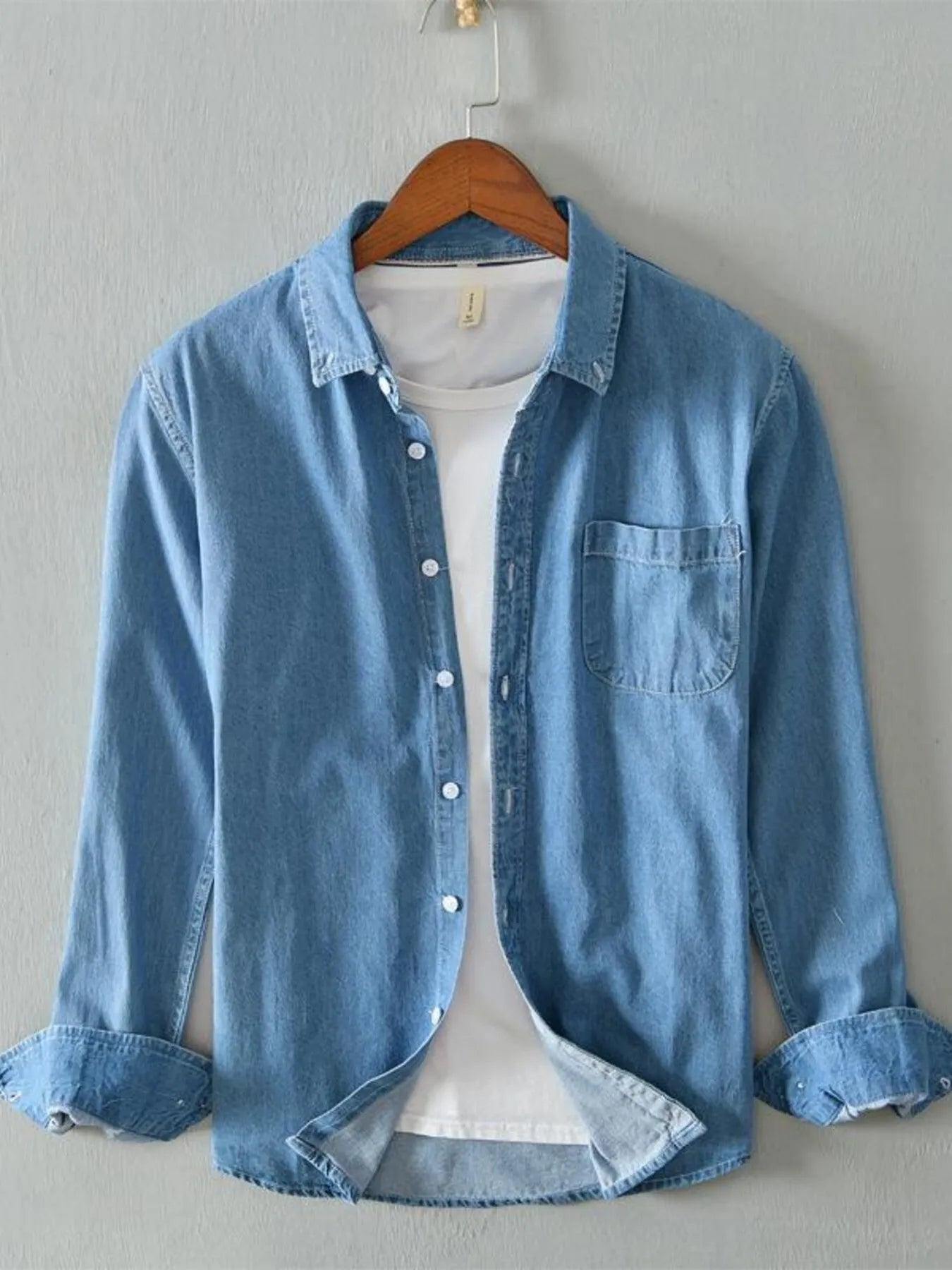 Men's Full Size Button Up Long Sleeve Denim Shirt Plus Size Secondary image