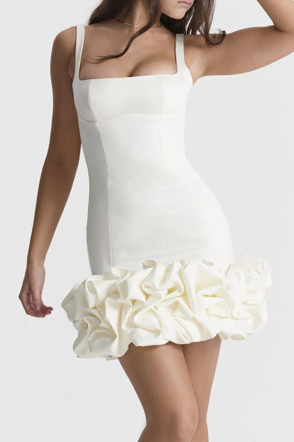 Ruched Square Neck Sleeve Mini Dress Secondary image