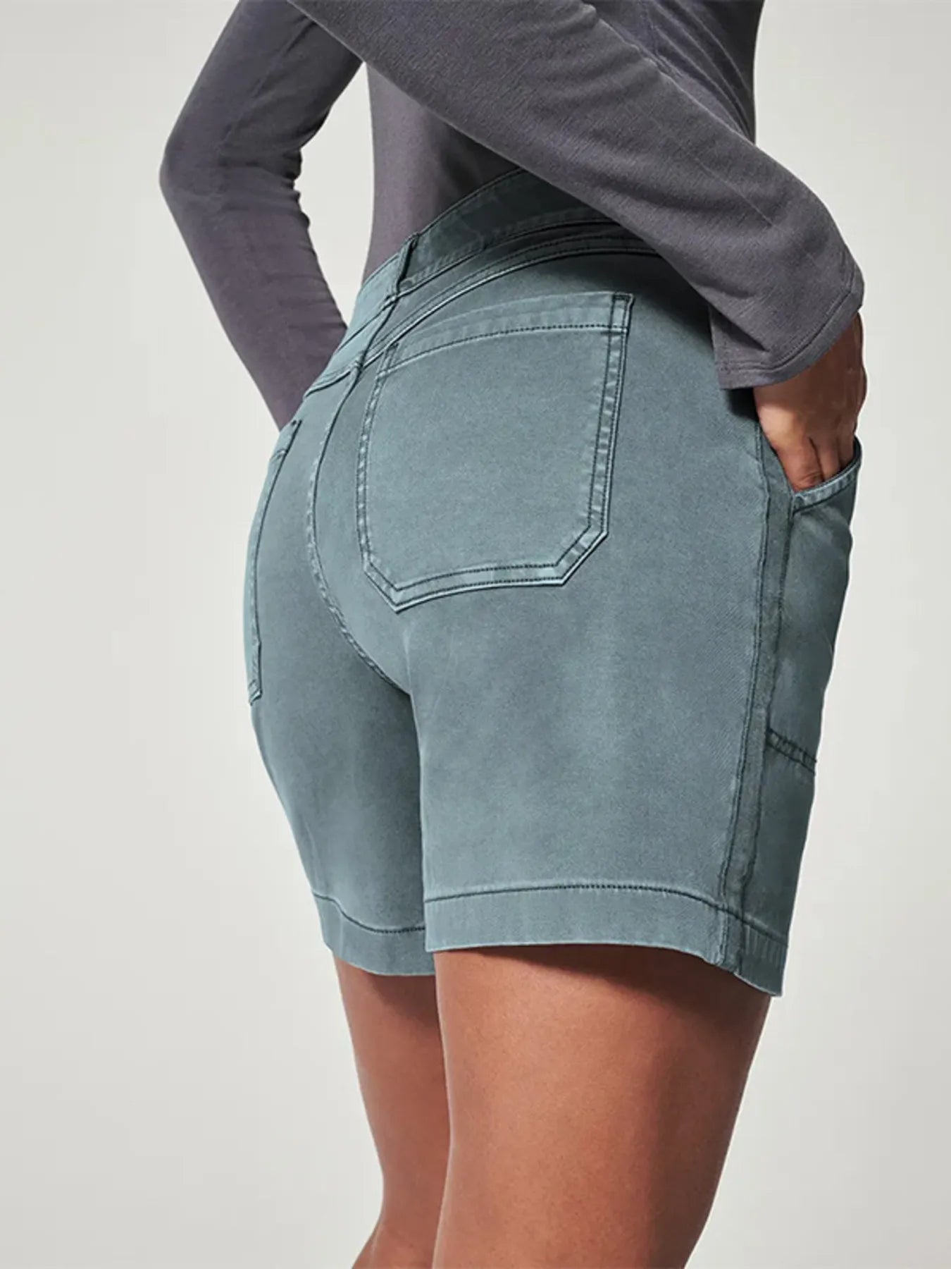 Full Size Vintage Washed Denim Shorts with Pockets Plus Size Secondary image