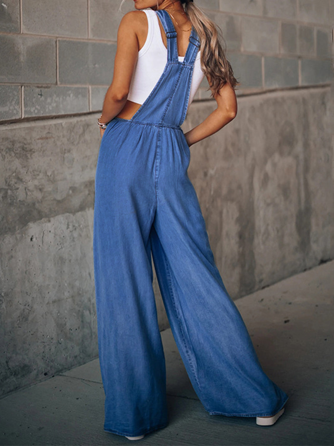 Wide Leg Denim Overalls Secondary image