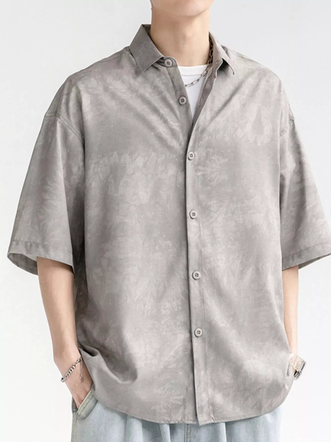 Men's Plus Size Casual Tie-dye Short Sleeve Shirt Secondary image