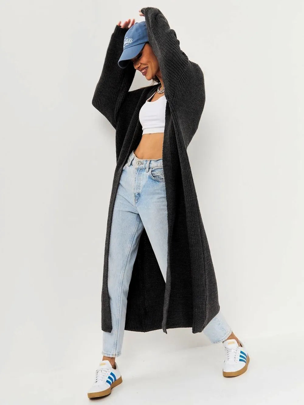 Open Front Long Sleeve Longline Cardigan Secondary image