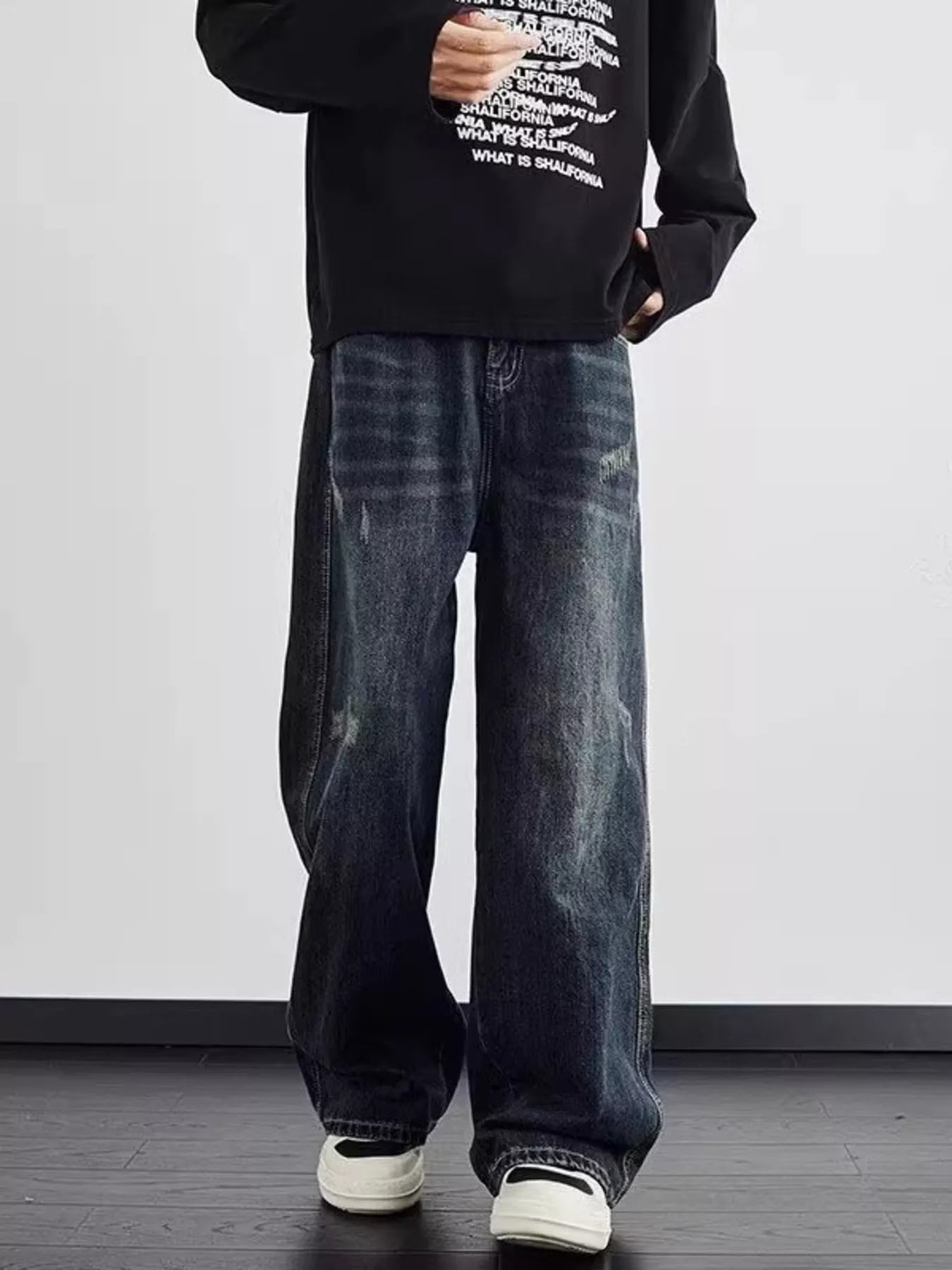 Men's Full Size Distressed Wide Leg Jeans Plus Size Secondary image