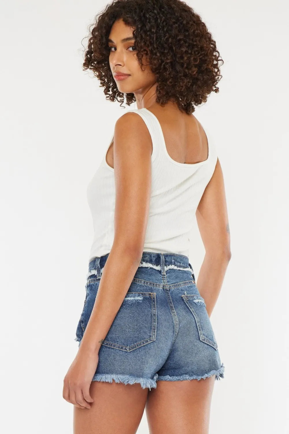Kancan Distressed Button Fly Denim Shorts Secondary image