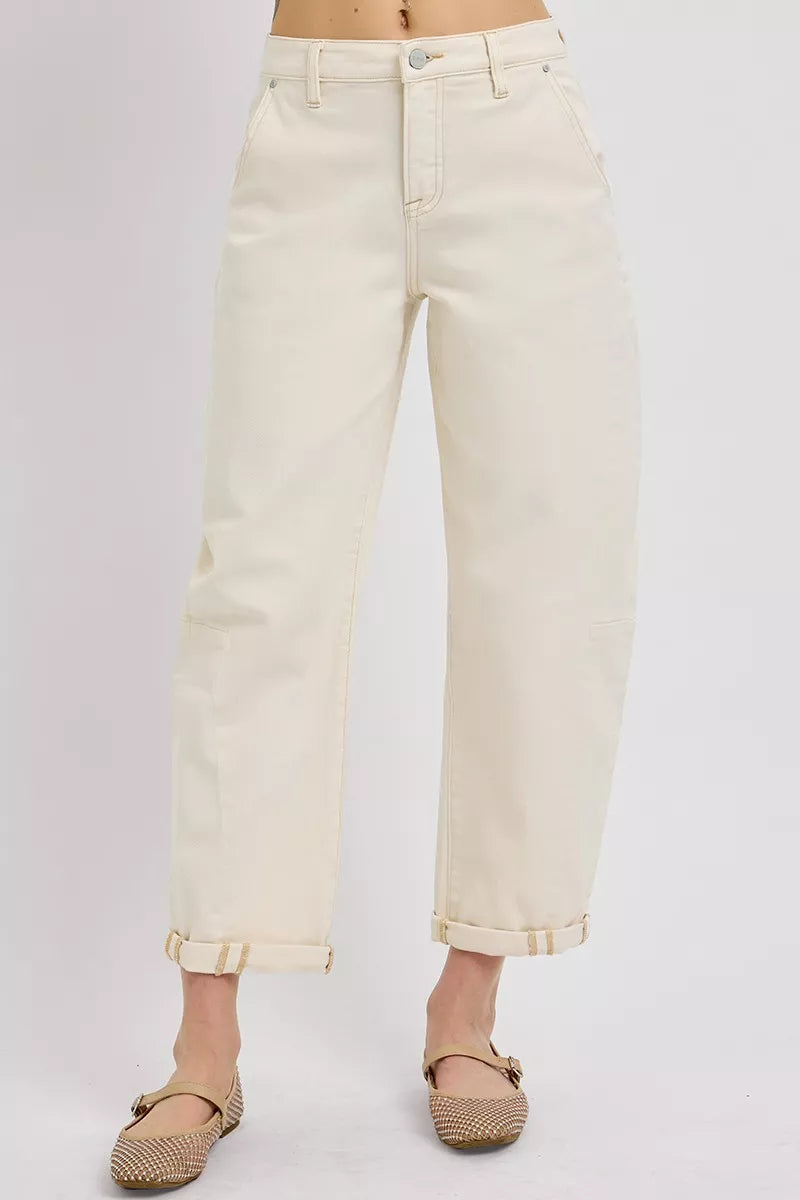 RISEN High Rise Relaxed Barrel Cuffed Jeans Secondary image