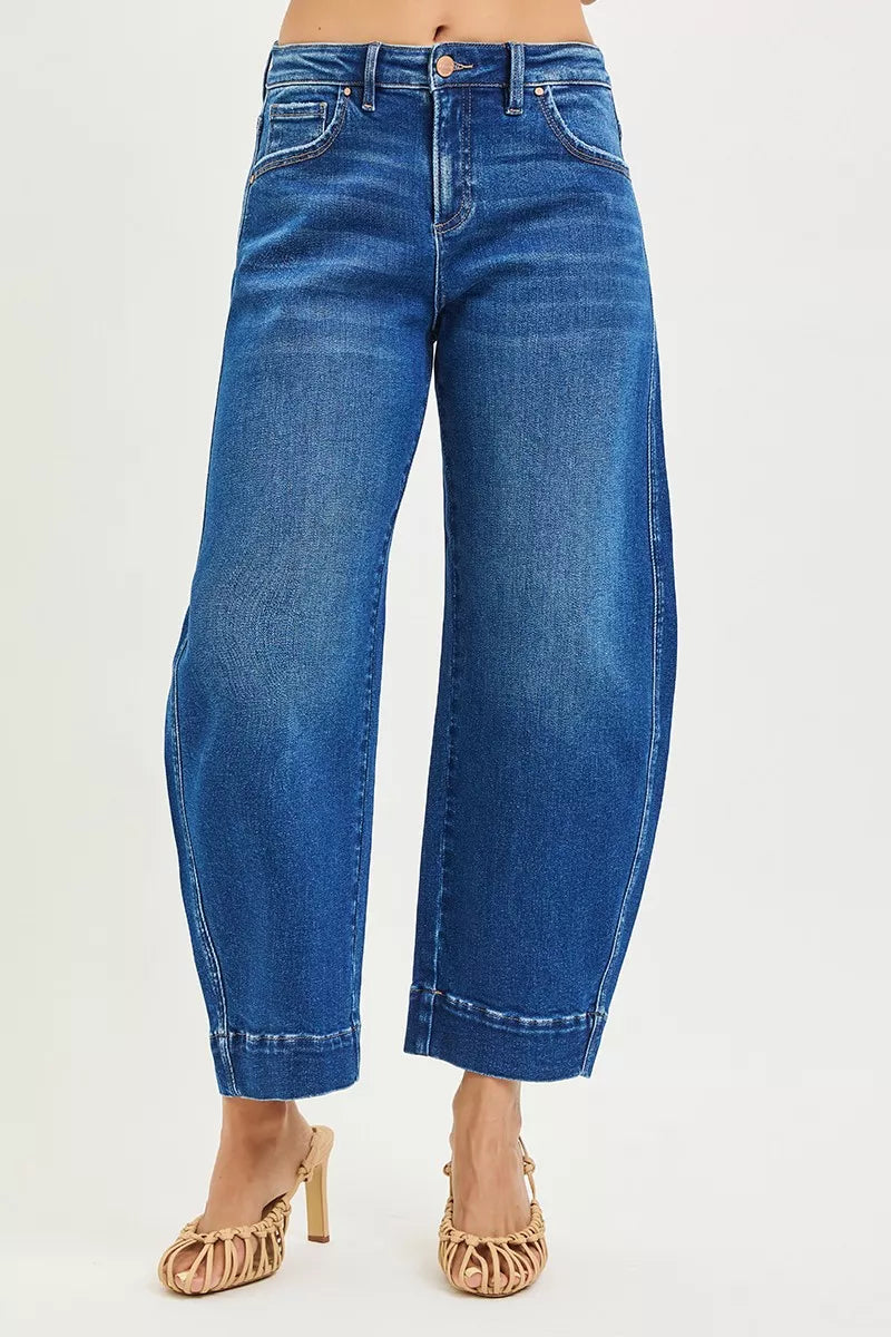 RISEN Mid Rise Crop Barrel Jeans Secondary image