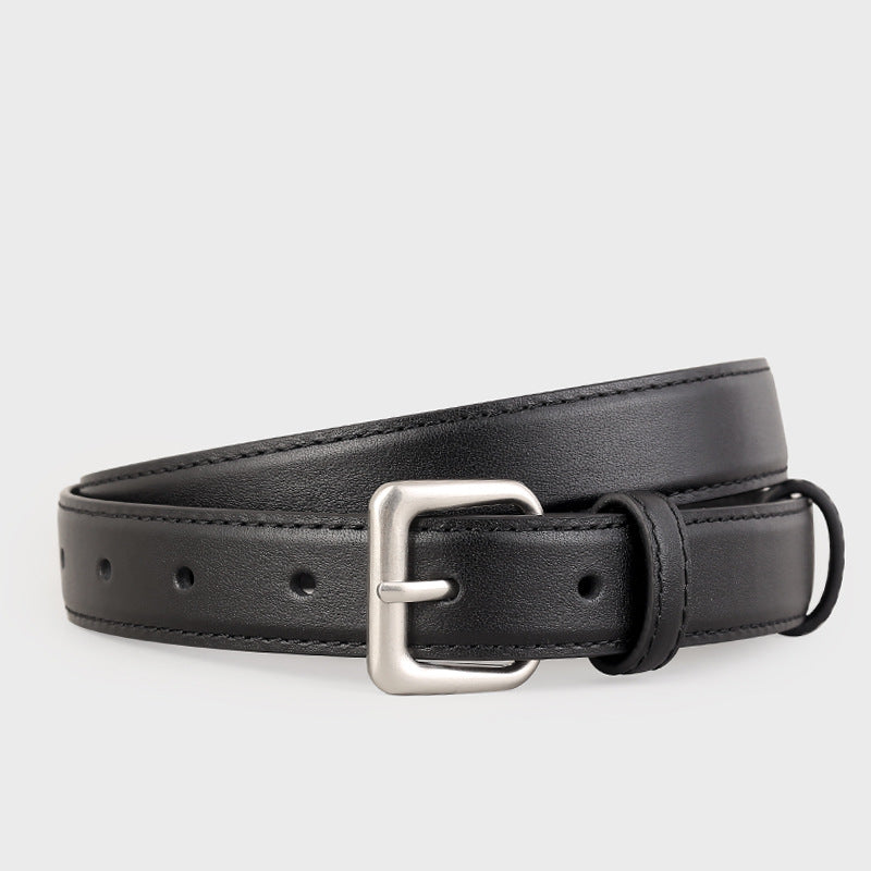 Classic Leather Belt with Silver Buckle Secondary image