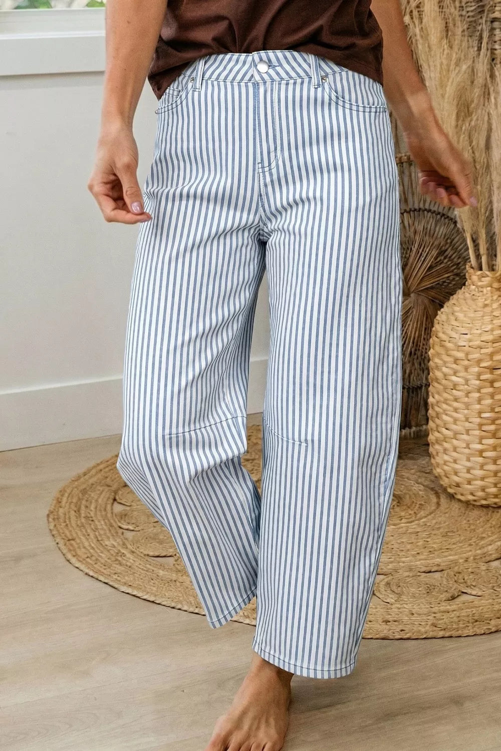 Striped Barrel Leg Jeans Secondary image