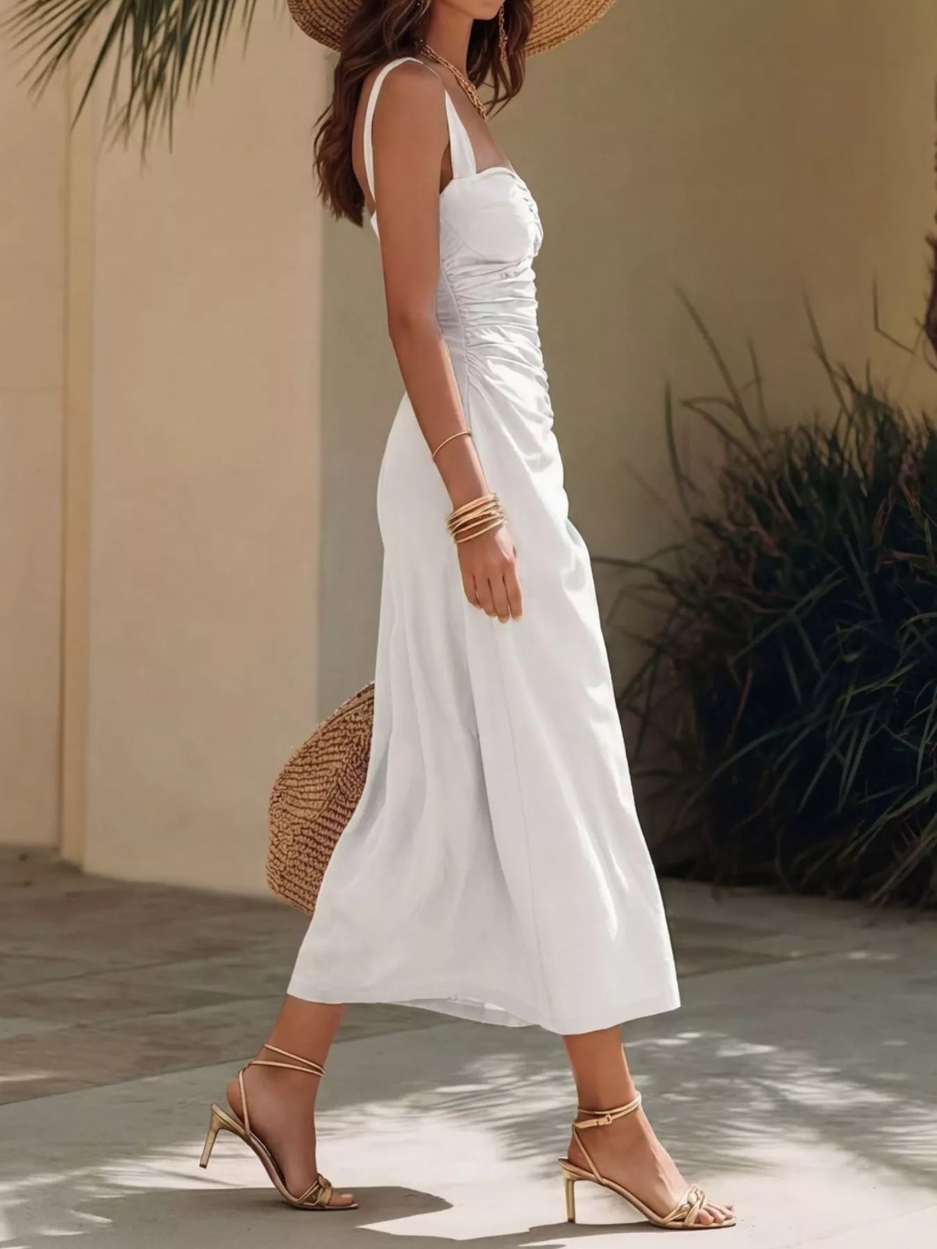 Ruched Sweetheart Neck Midi Dress Secondary image
