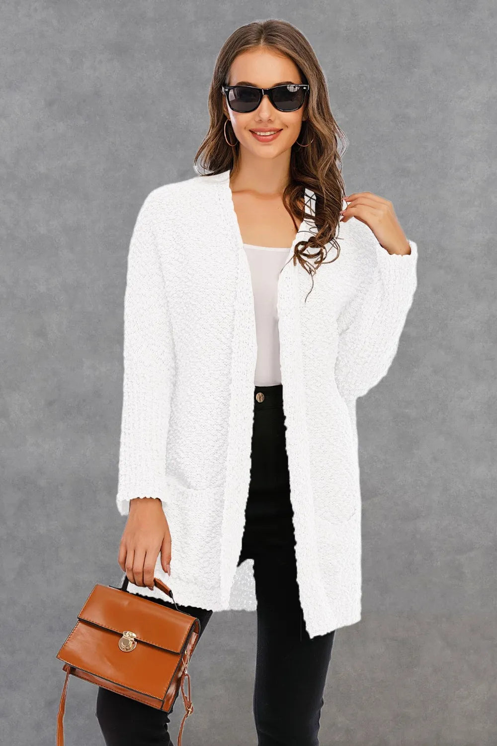 Angel Wings Pocketed Open Front Long Sleeve Cardigan Secondary image