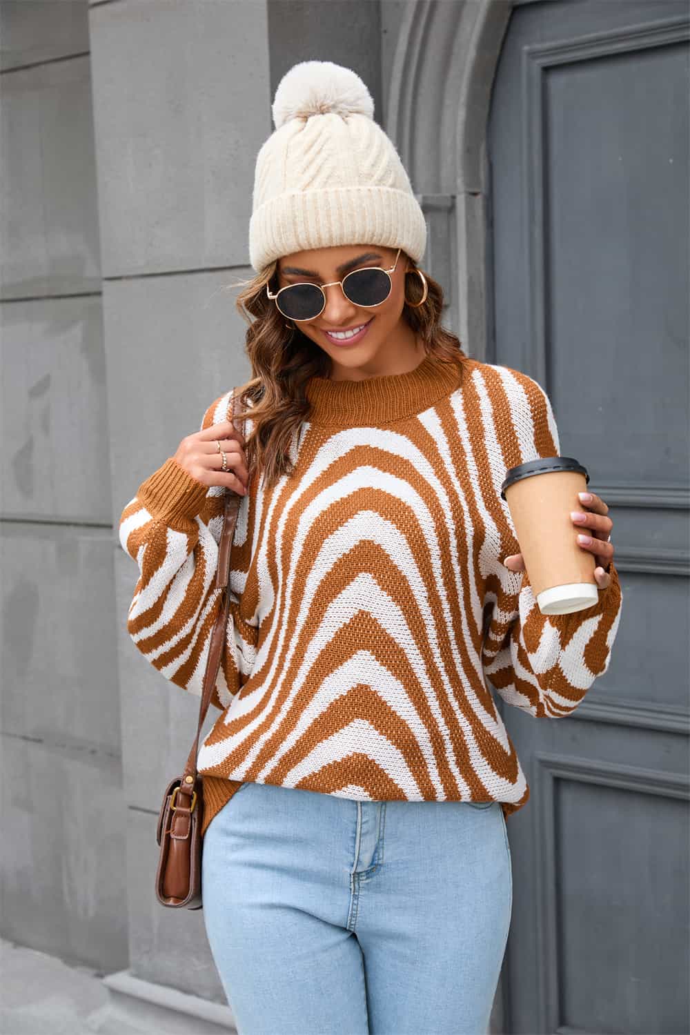 Angel Wings Printed Round Neck Long Sleeve Pullover Sweater Secondary image