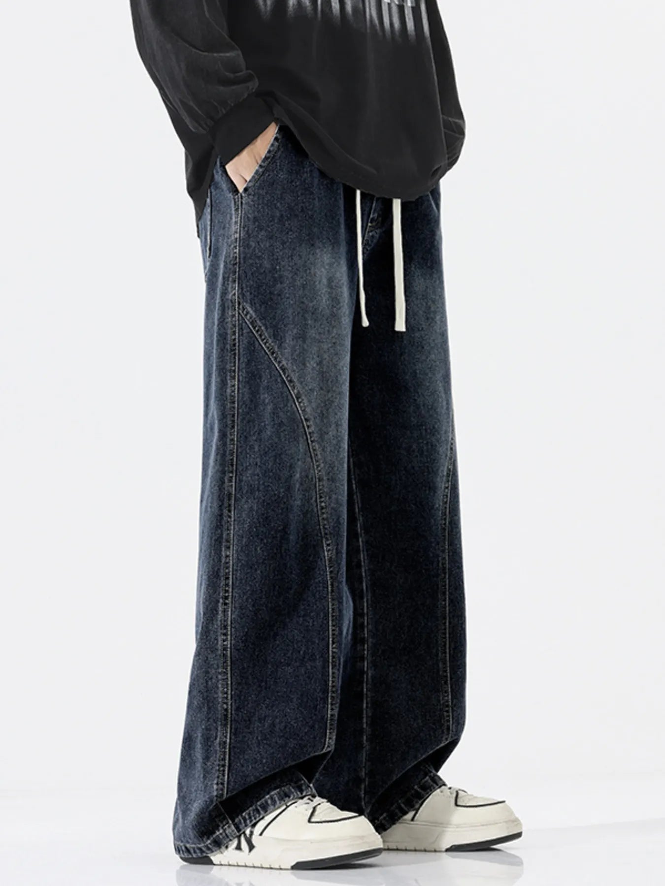Men's Full Size Wide Leg Drawstring Jeans Plus Size Secondary image