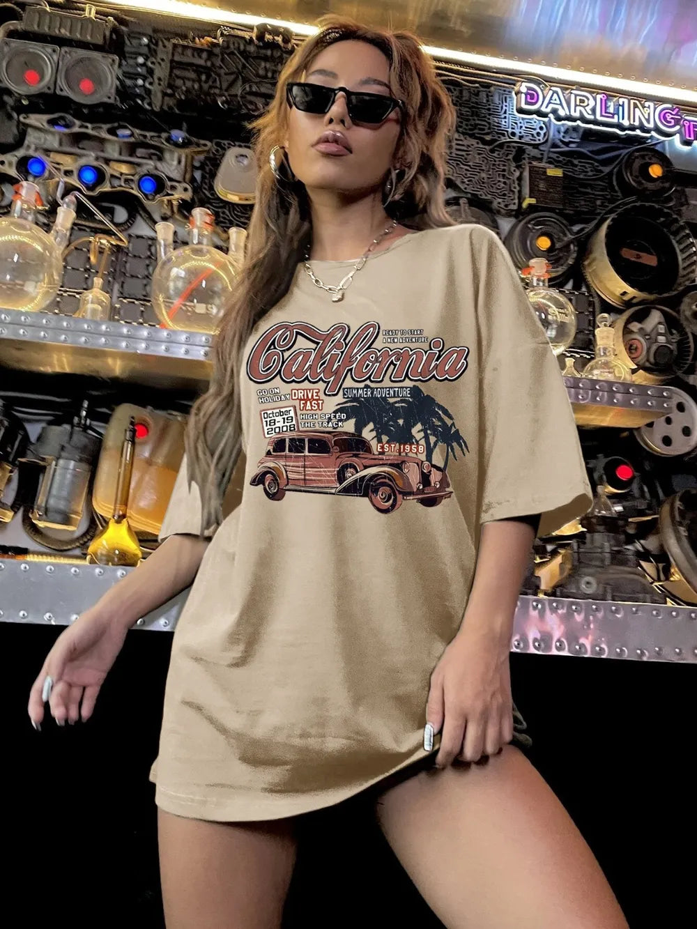 Car Graphic Round Neck Half Sleeve T-Shirt Secondary image