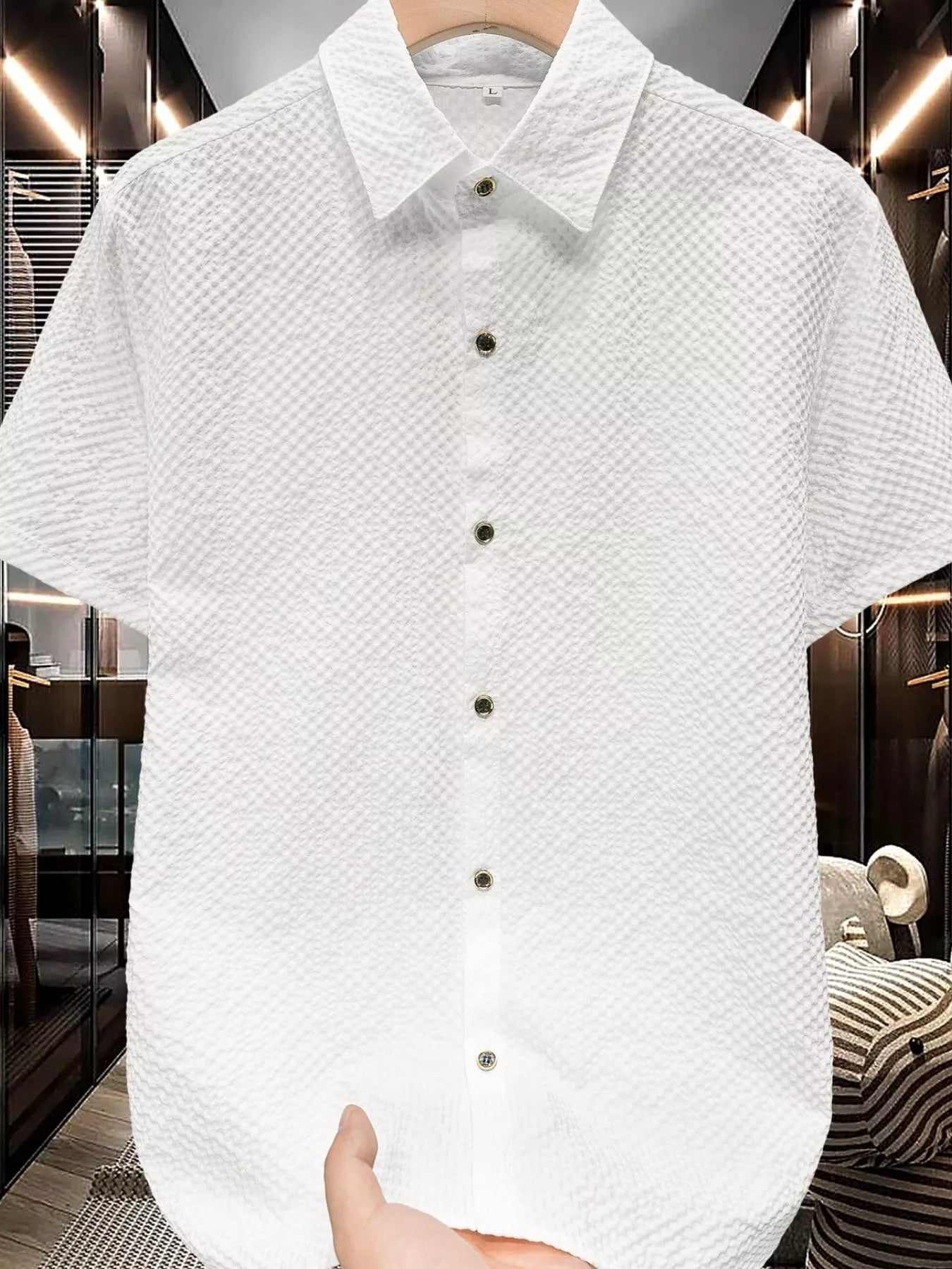 Men's Plus Size Textured Short-Sleeve Shirt Secondary image