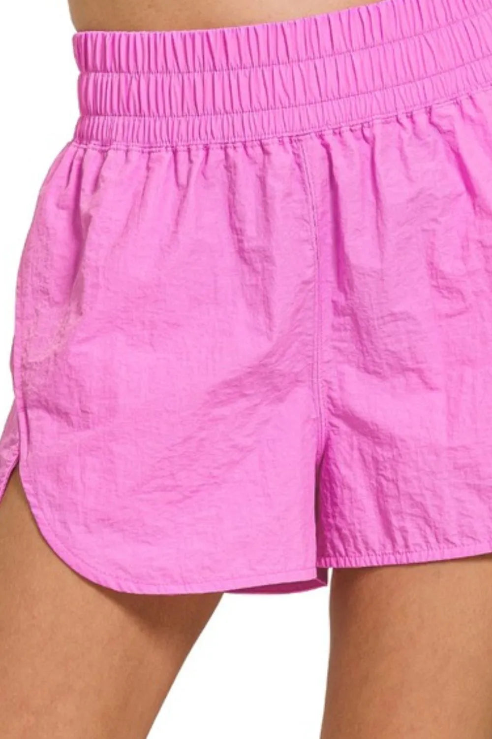 Zenana Windbreaker Smocked Waistband Running Shorts Secondary image