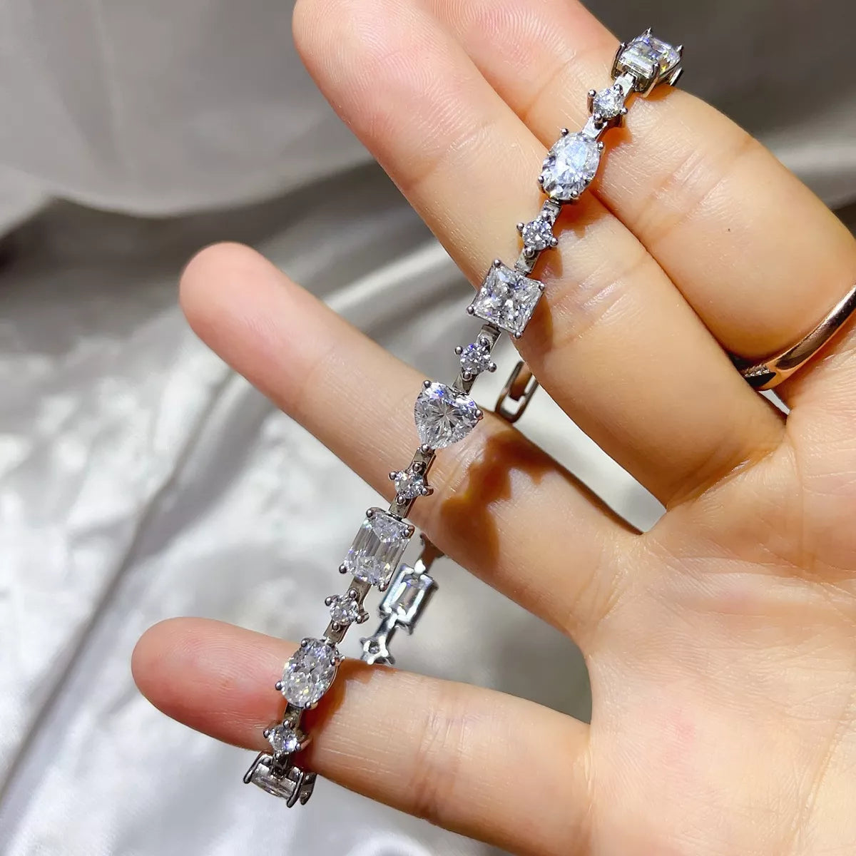 925 Sterling Silver Moissanite Bracelet Secondary image