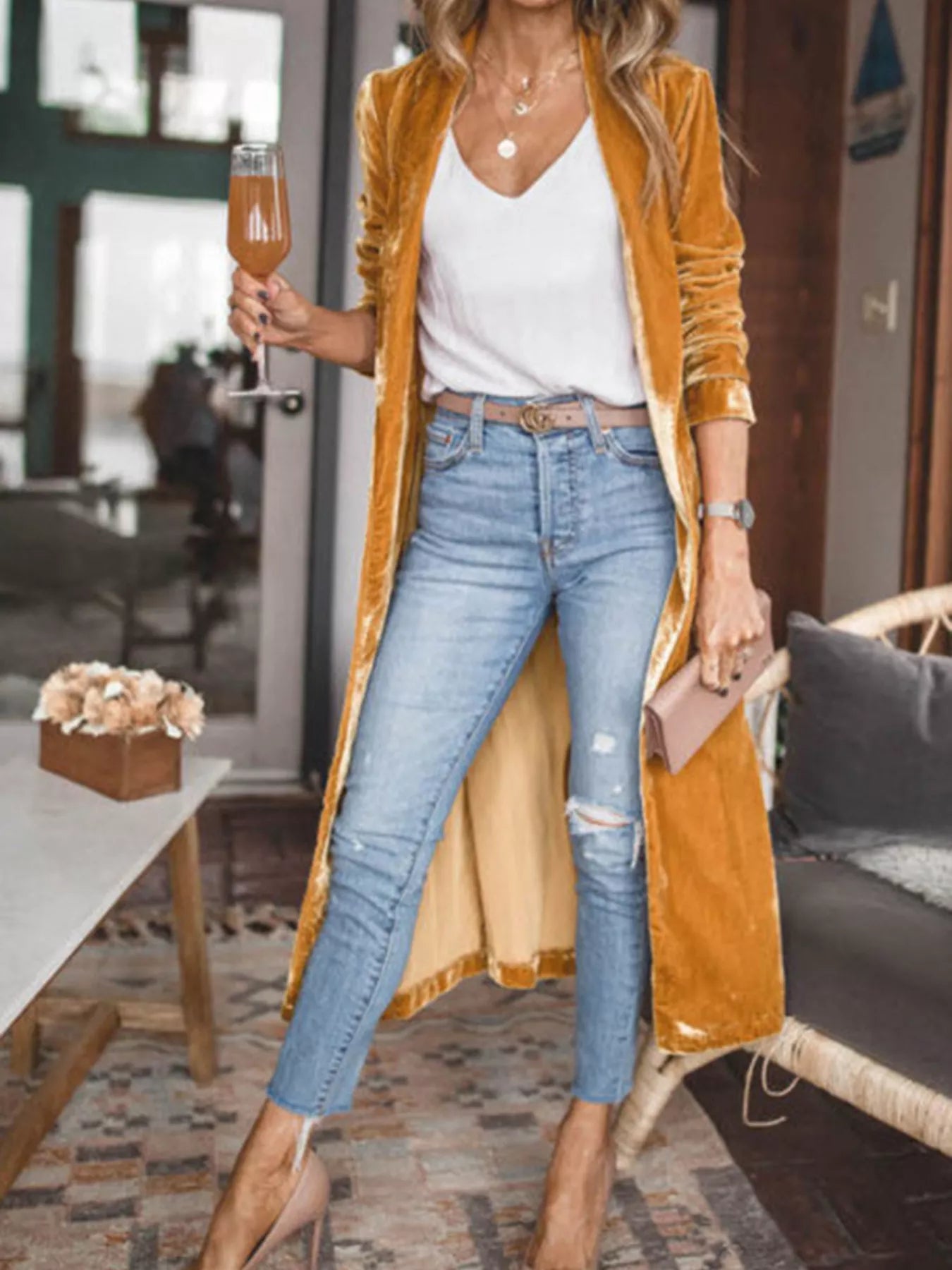 Open Front Long Sleeve Longline Cardigan Secondary image
