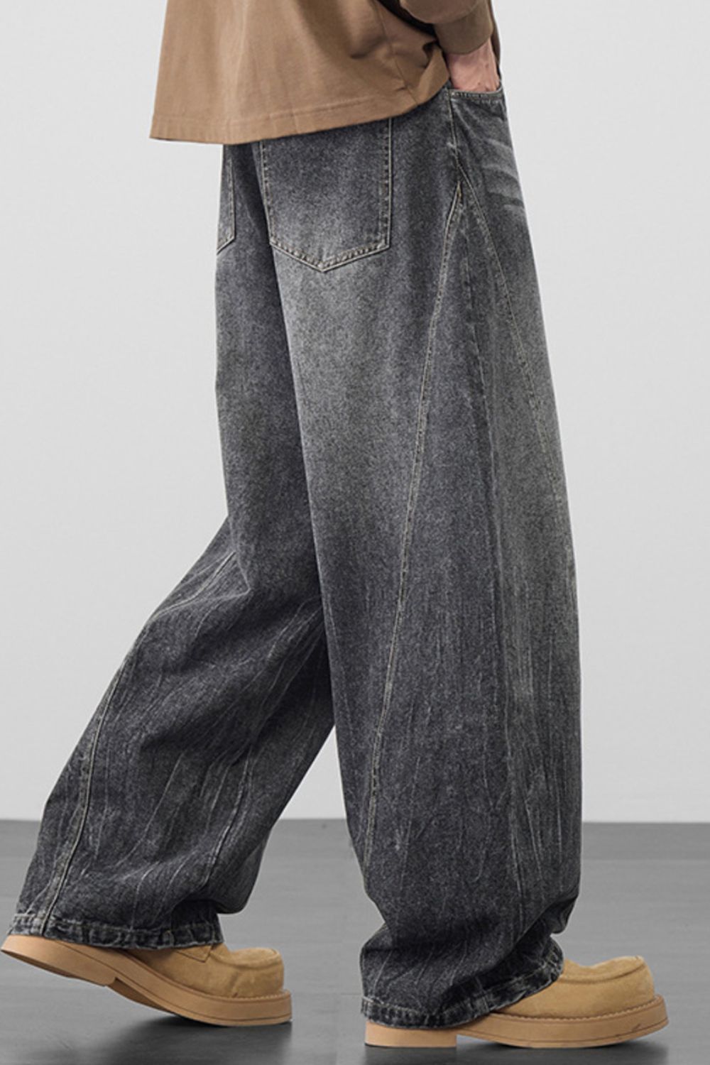 Men's Plus Size Wide Leg Wash Jeans Secondary image