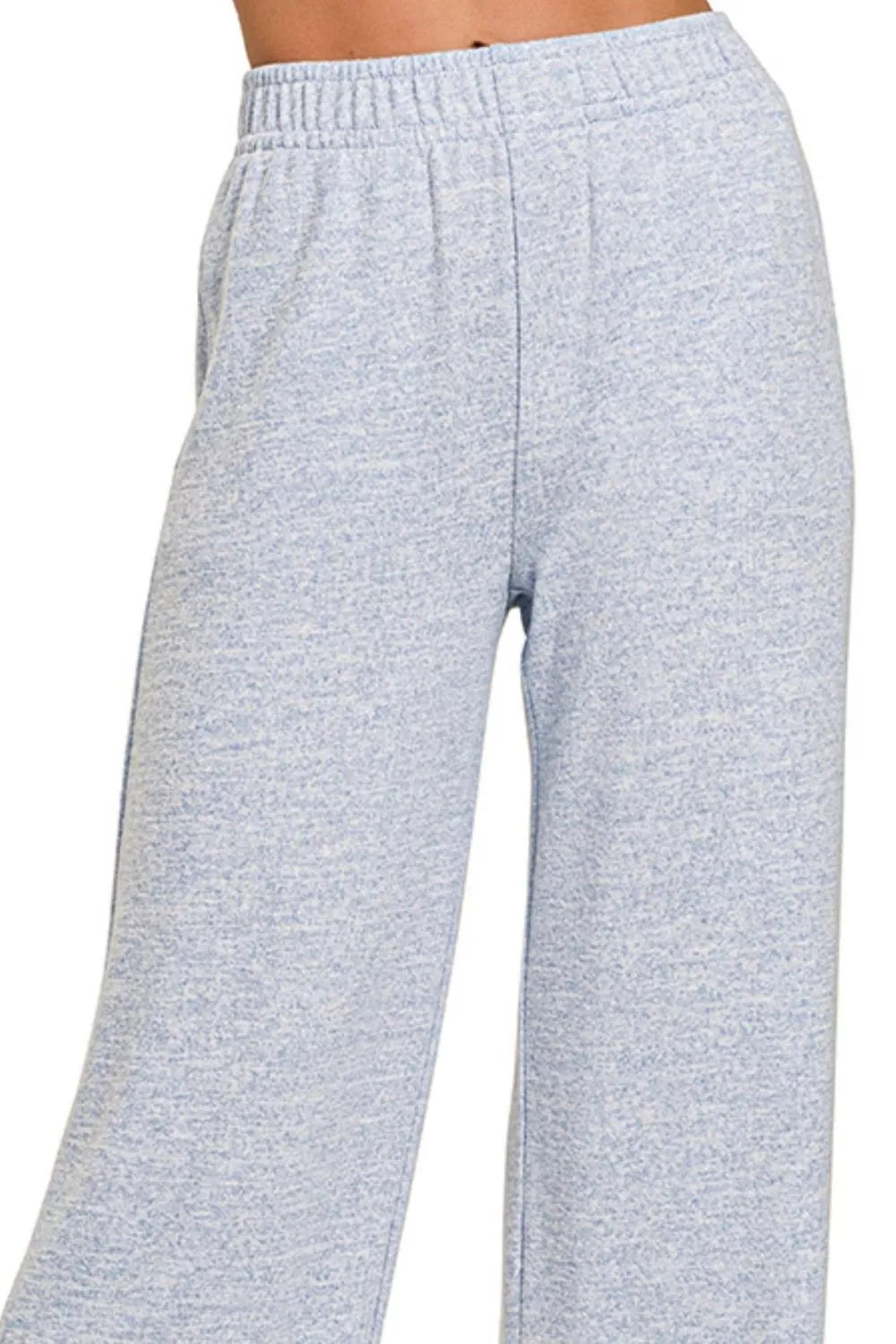 Zenana Soft Melange Hacci Elastic Waistband Lounge Pants Secondary image