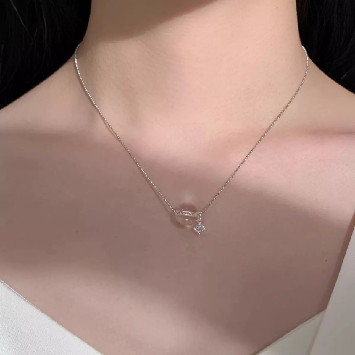 925 Sterling Silver Crystal Pendant Necklace Secondary image