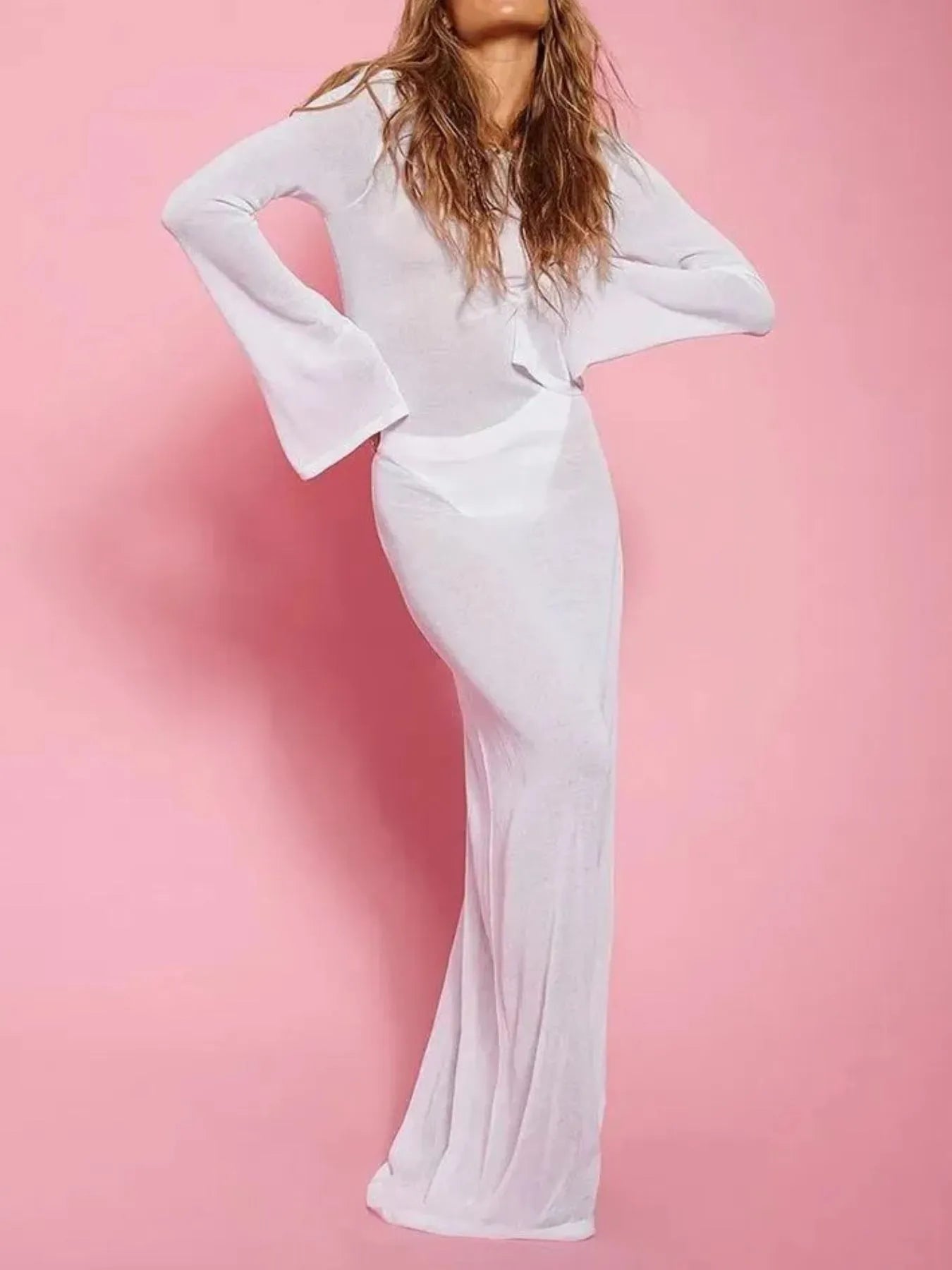 Backless Long Sleeve Maxi Cover-Up Secondary image