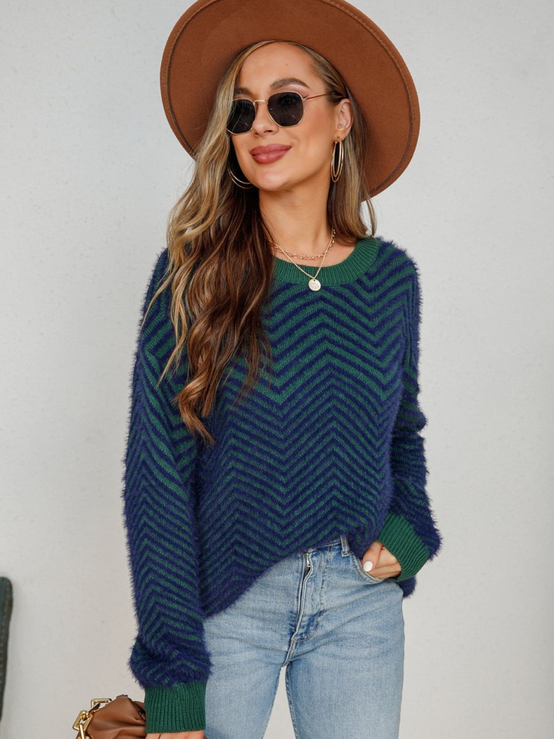 Angel Wings Round Neck Long Sleeve Sweater Secondary image