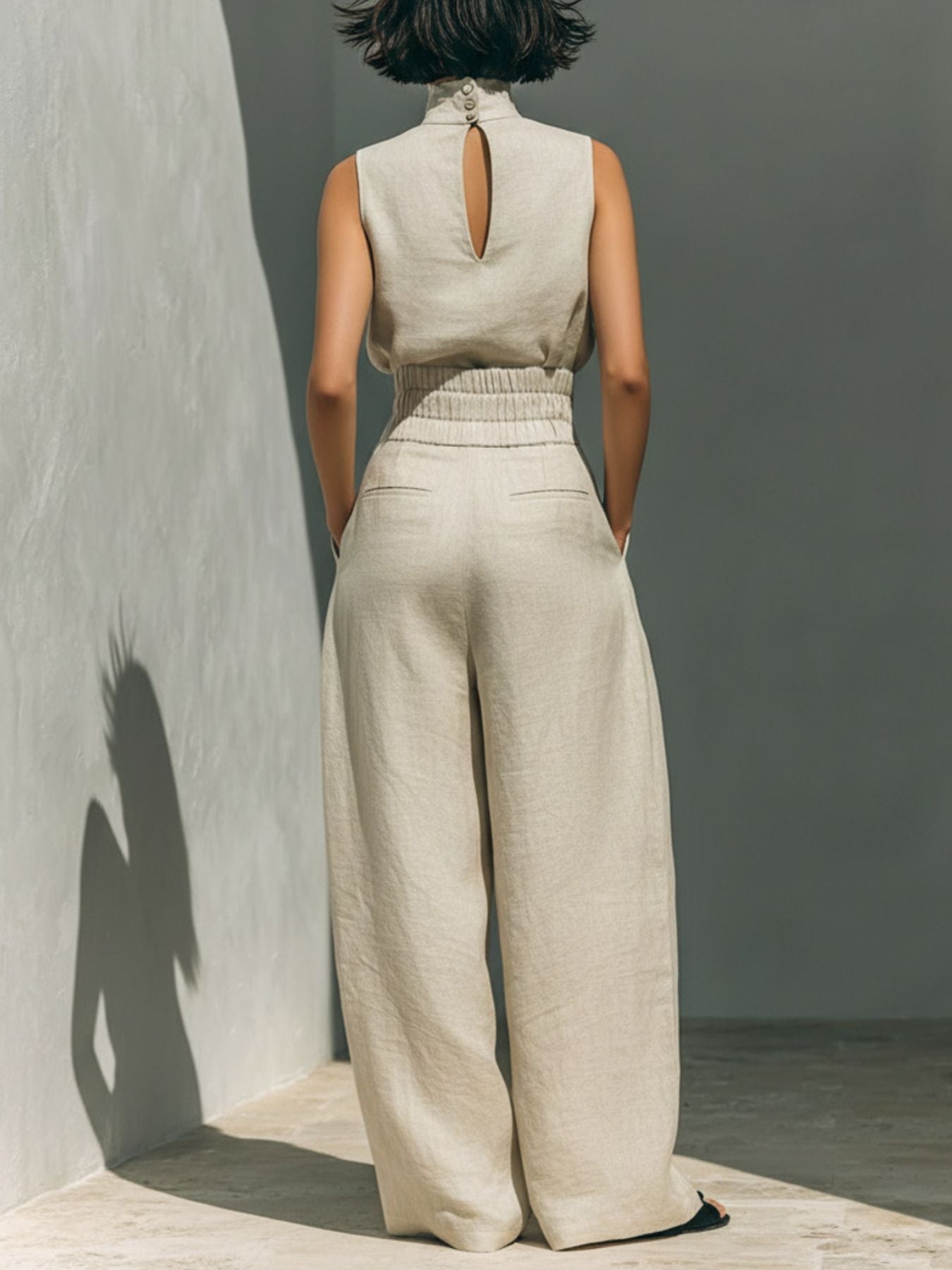 Turtleneck Sleeveless Top and Pants Set Secondary image