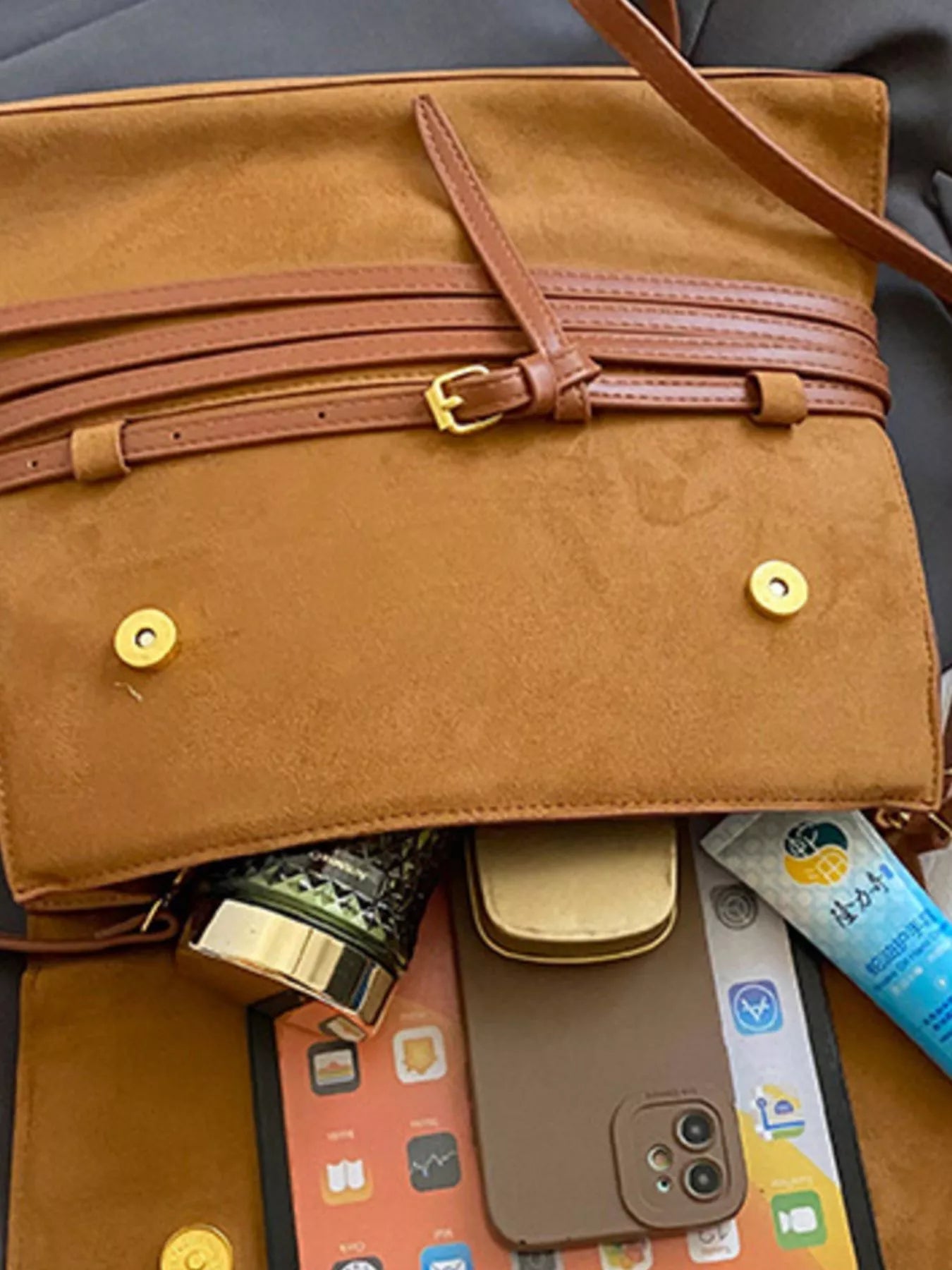 Suede Leather Belt Decor Backpack Bag Secondary image