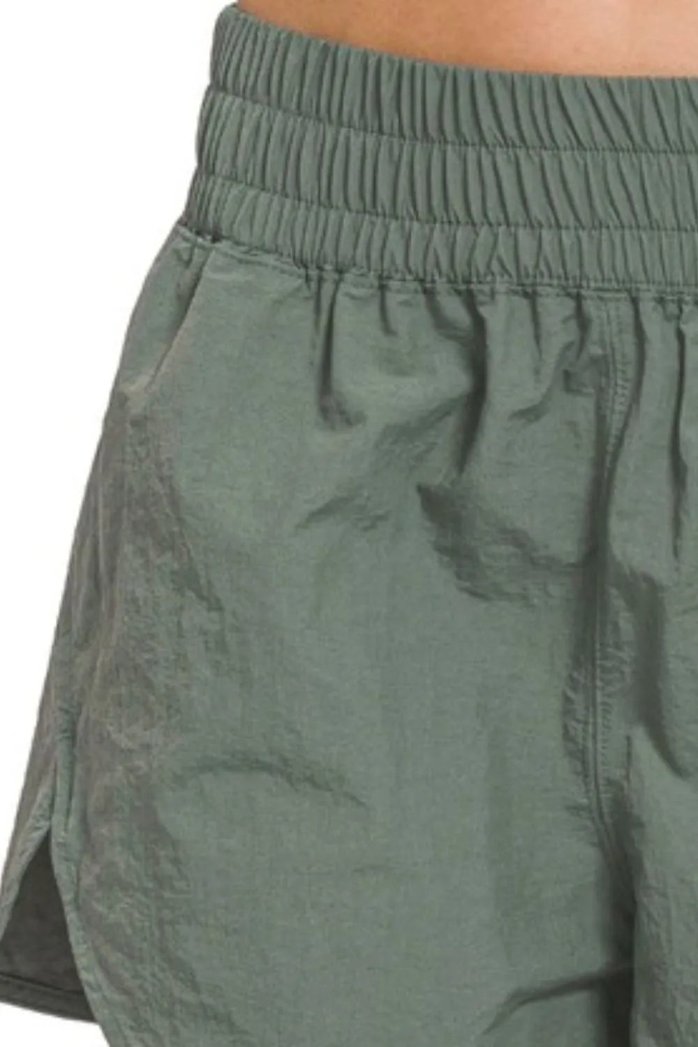 Zenana Windbreaker Smocked Waistband Running Shorts Secondary image