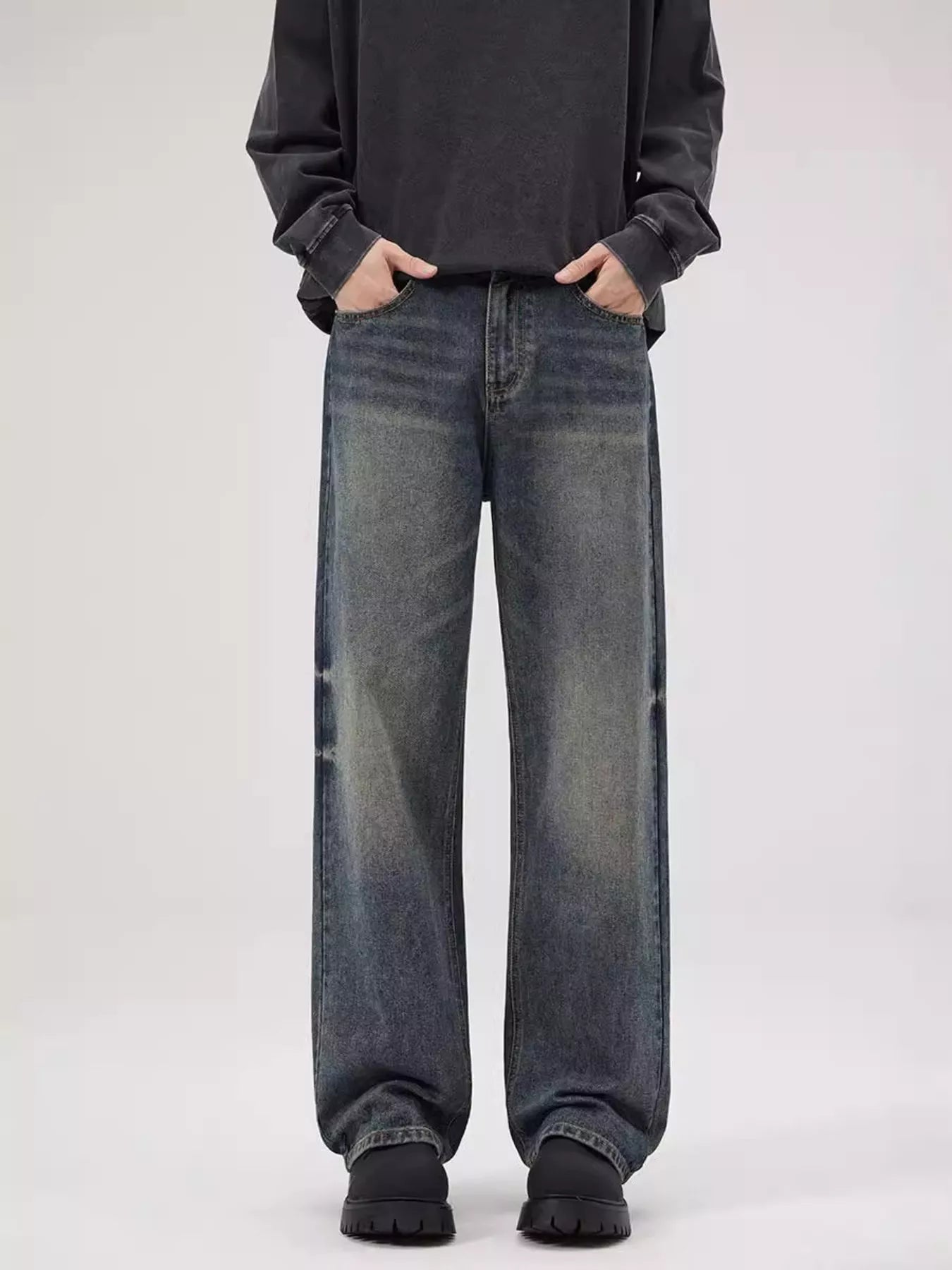 Men's Full Size Vintage Wash Relaxed Fit Jeans Plus Size Secondary image
