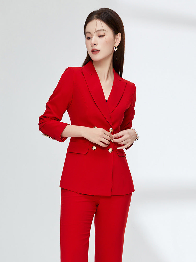 Professional Suit Set Womens Red Fashionable Secondary image