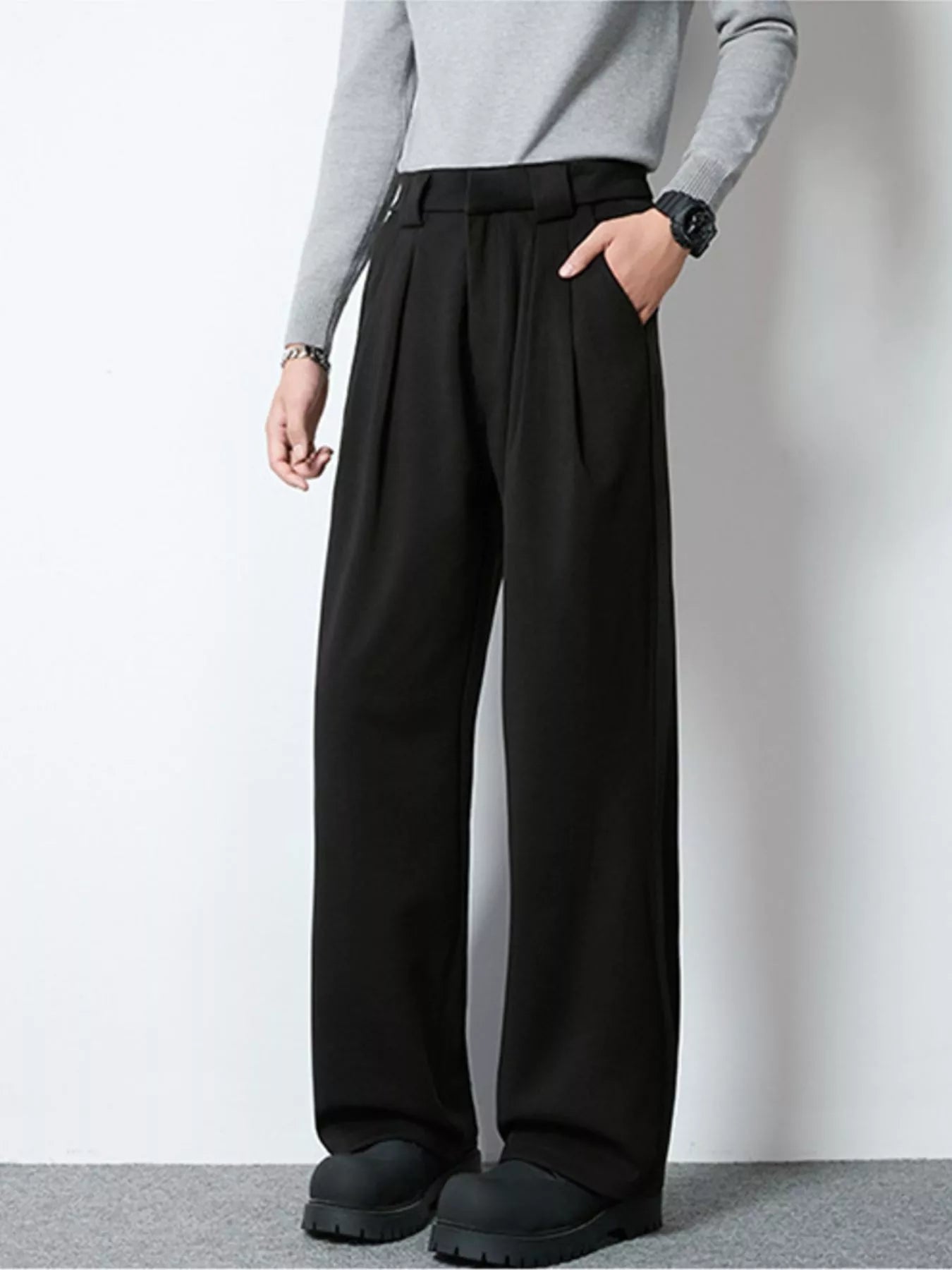 Men's Full Size Wide Leg Pleated Dress Pants Plus Size Secondary image