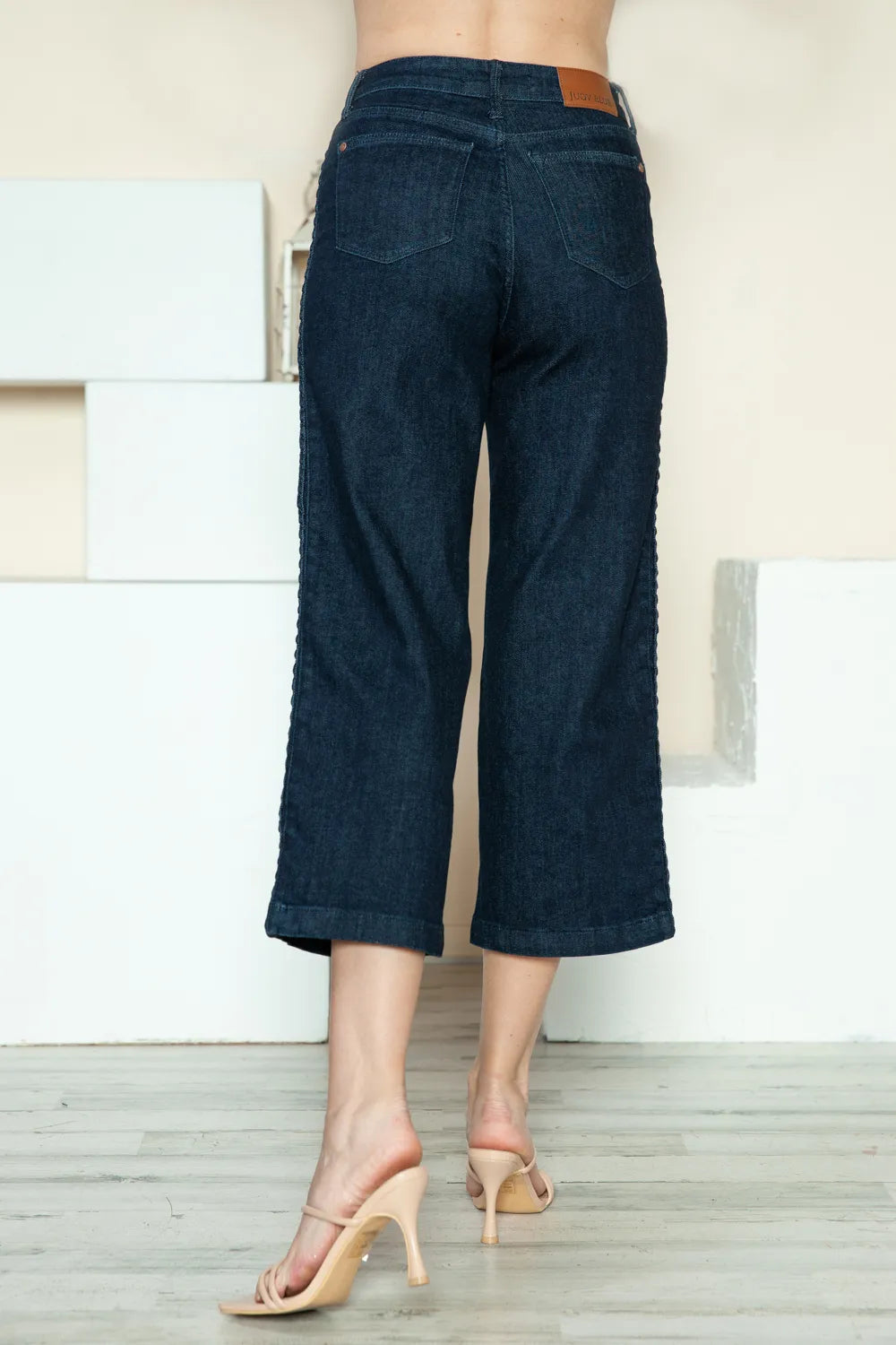 Judy Blue Full Size Side Seam Braid Detail Crop Wide Leg Jeans Secondary image