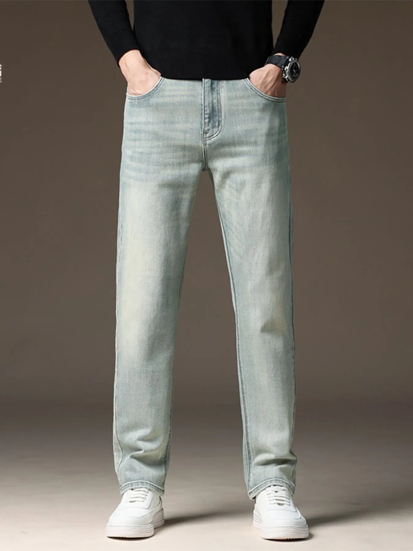 Men's Wash Straight Fit Casual Jeans Secondary image