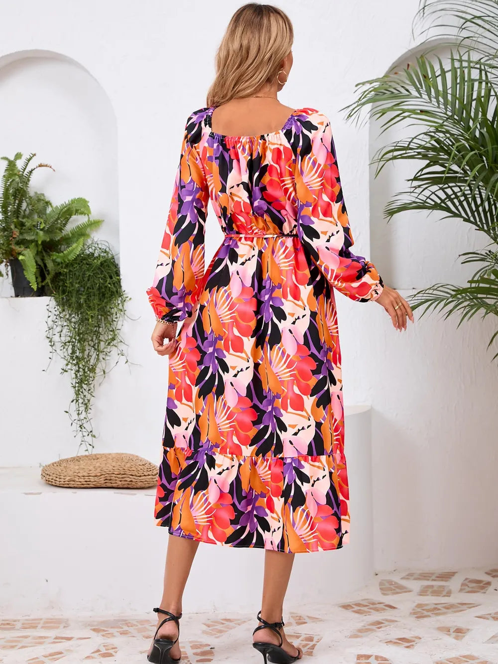 Printed Long Sleeve Midi Dress Secondary image