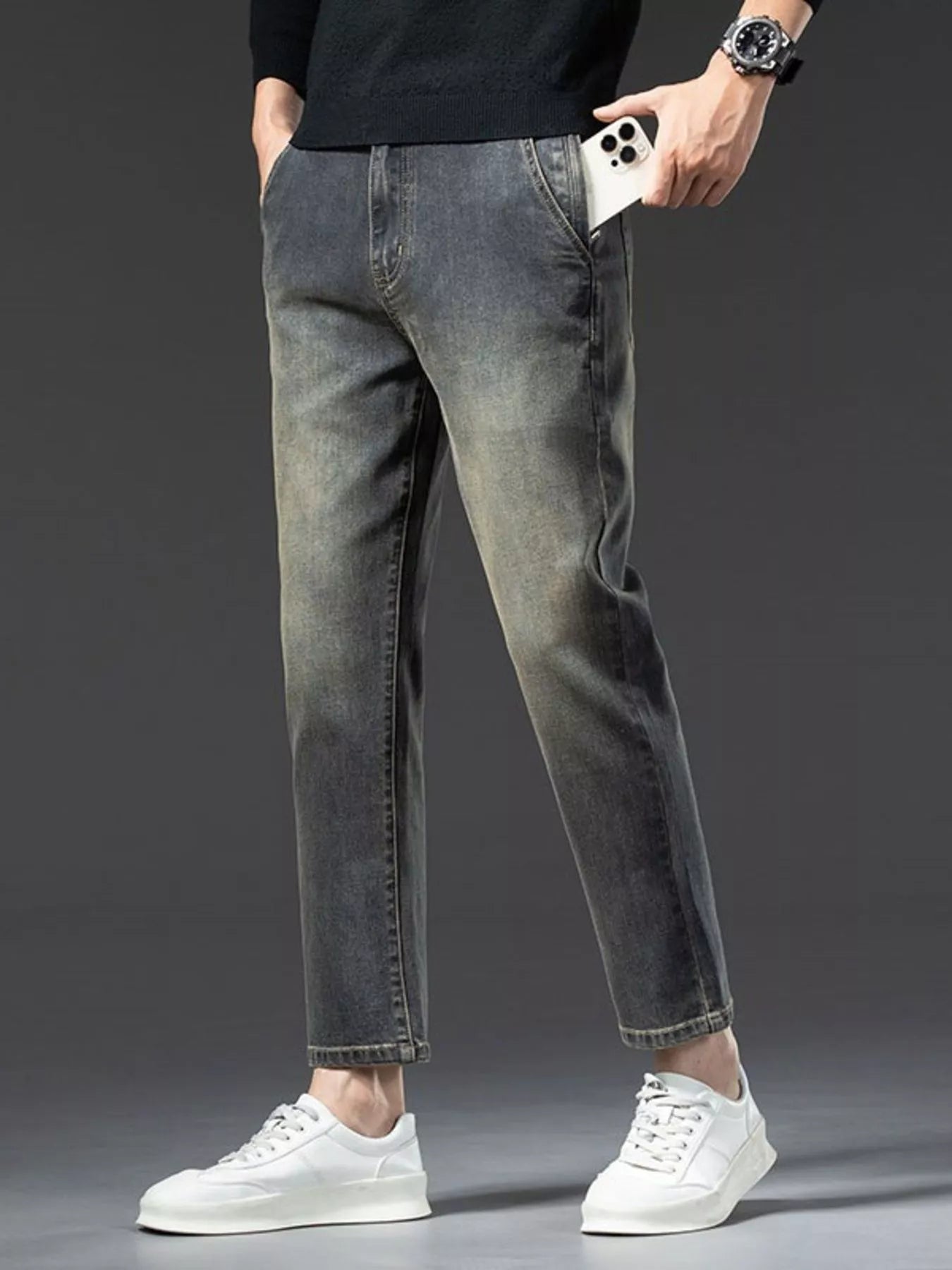 Men's Straight Leg Vintage Wash Jeans Secondary image